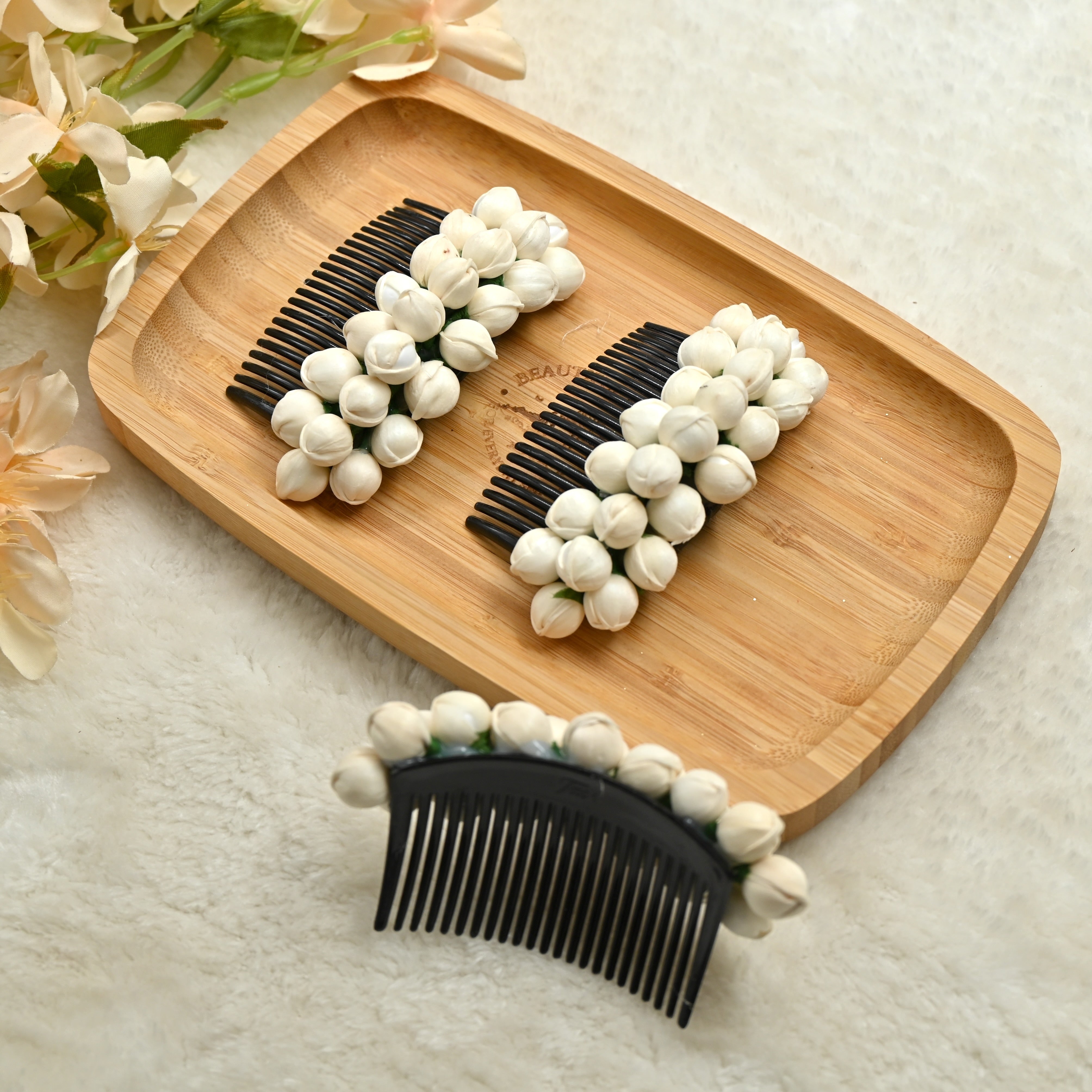 Handmade 3 Line Jasmine Comb - Malli Poo Comb Hair Accessory