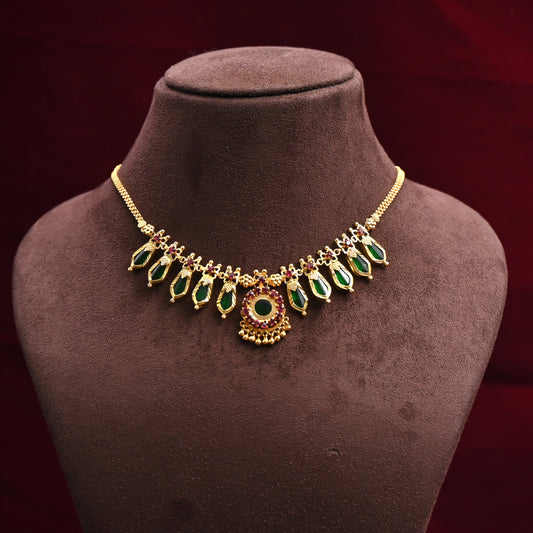 Real Gold Tone Cute Kerala Traditional 5 Katta Nagapadam Necklace