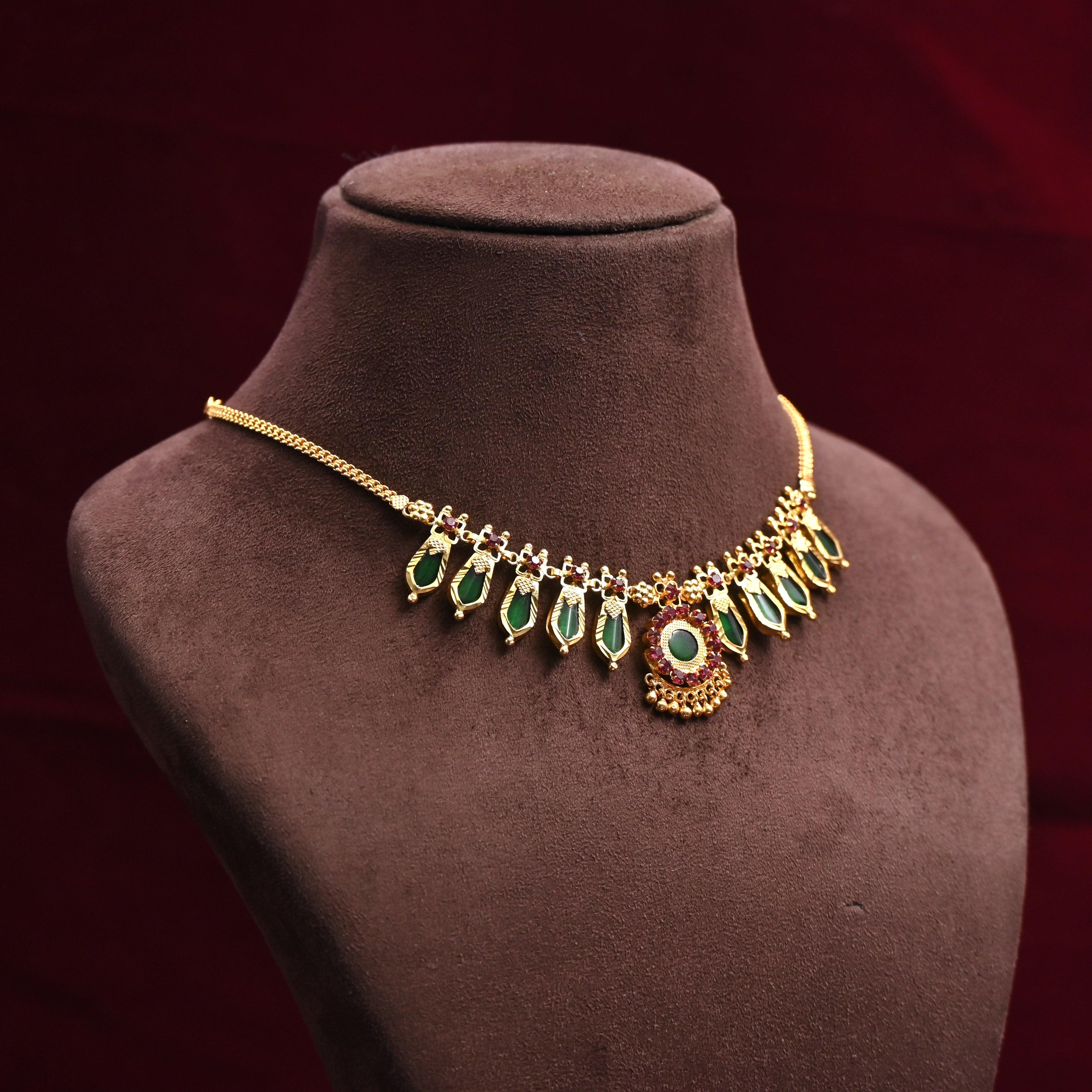 Real Gold Tone Cute Kerala Traditional 5 Katta Nagapadam Necklace