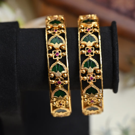 Real Gold Tone Kerala Traditional AD Palakka Bangles