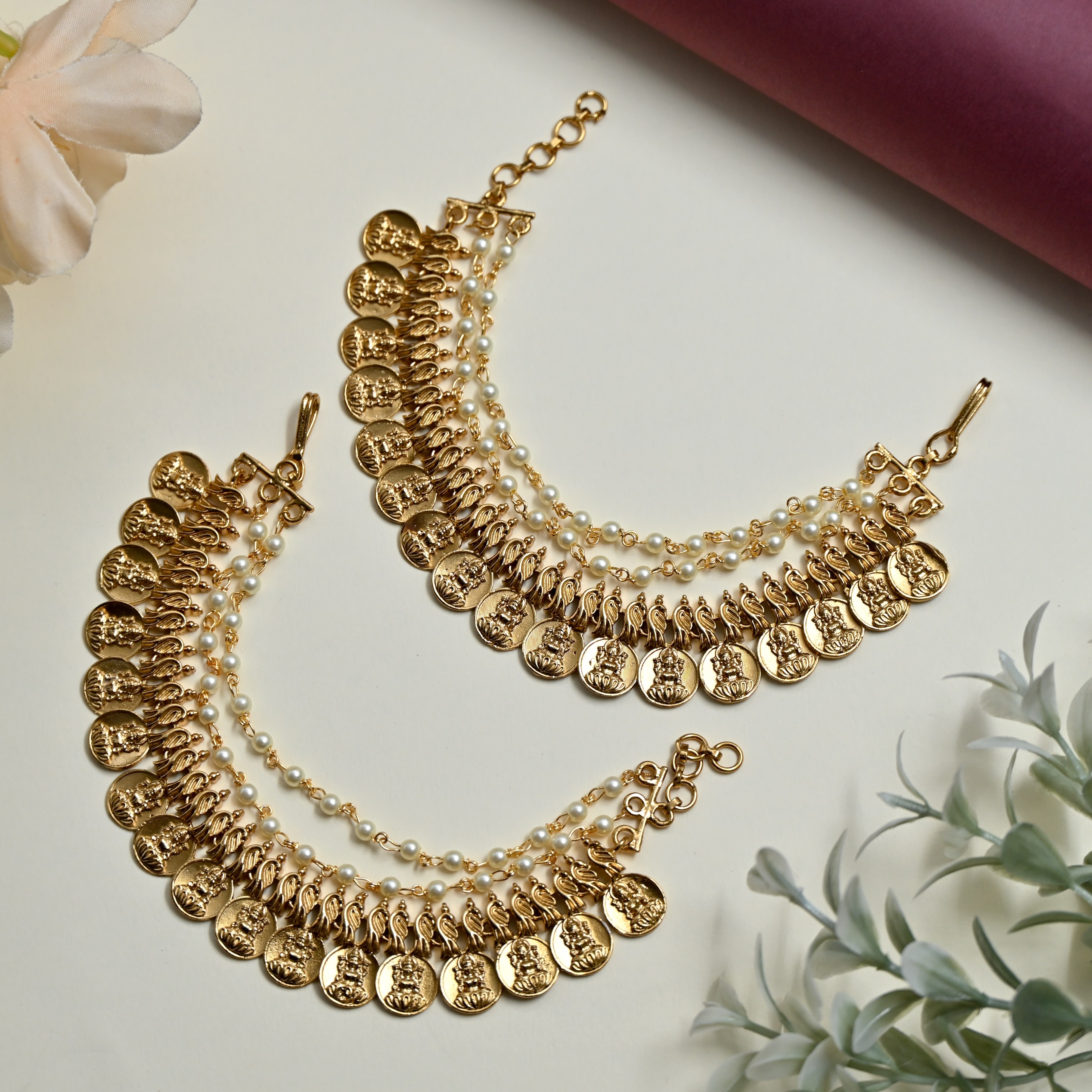 Traditional earrings with chain sales