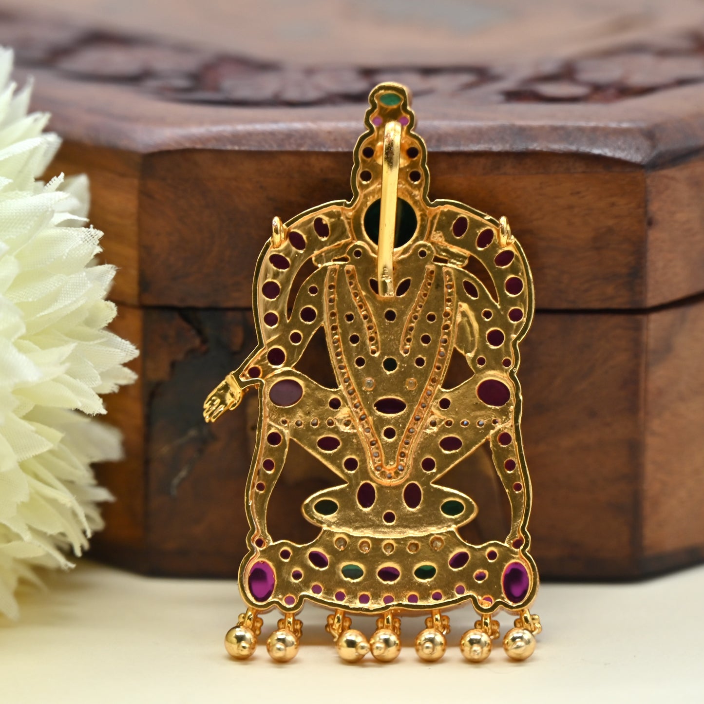 Detachable Premium Kemp Kundan Lord Ayyappan Divine Pendant