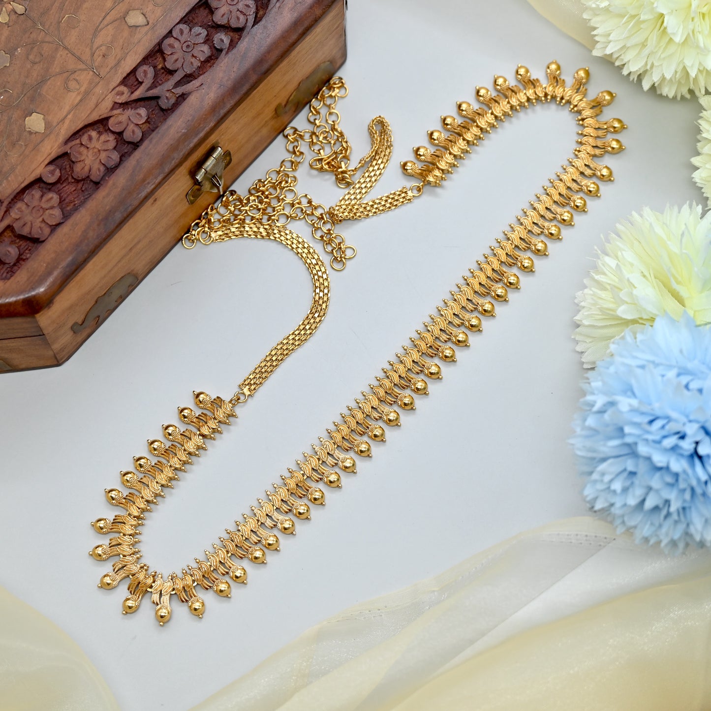 Real Gold Look Flexible Double Paisley Bridal Hip Chain