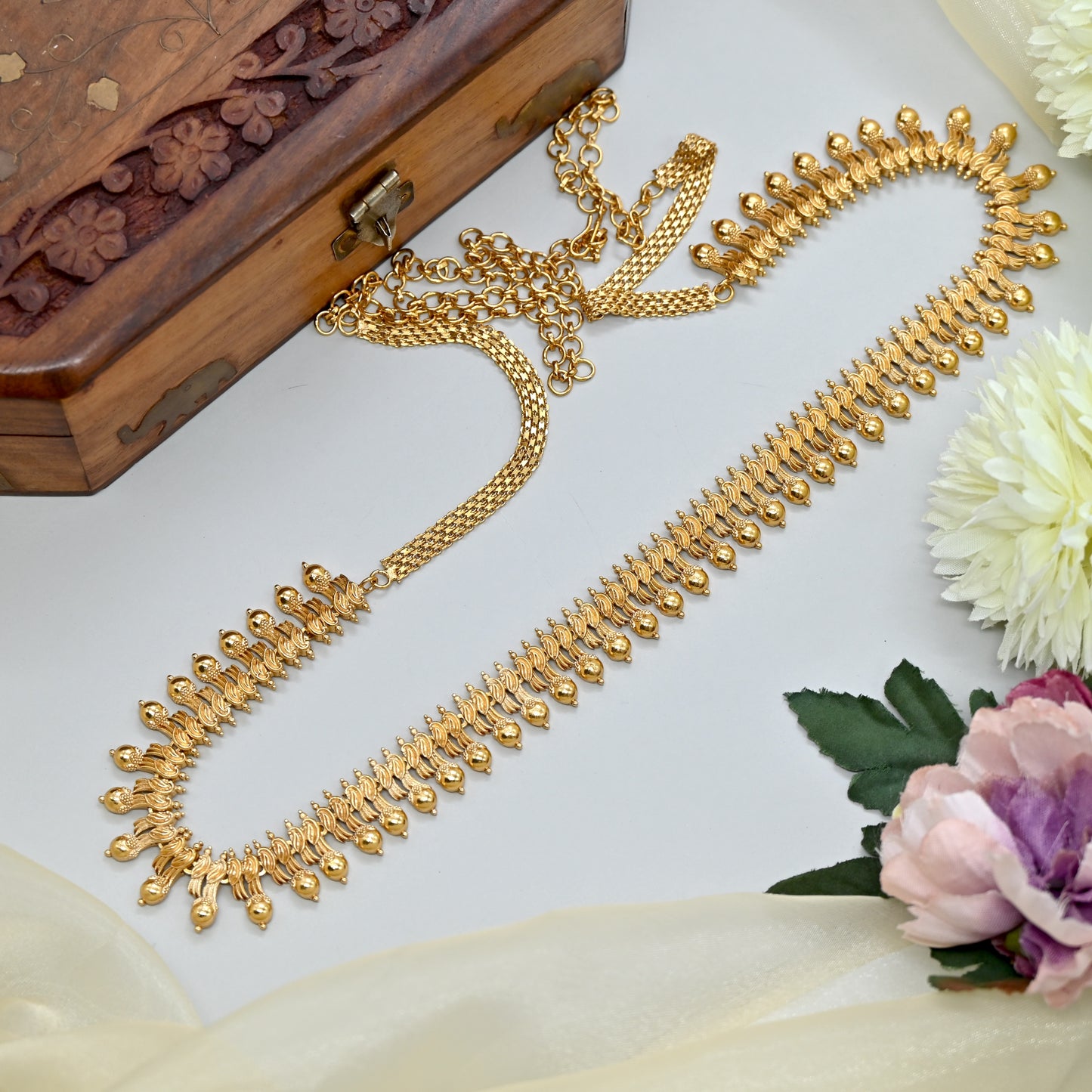 Real Gold Look Flexible Double Paisley Bridal Hip Chain