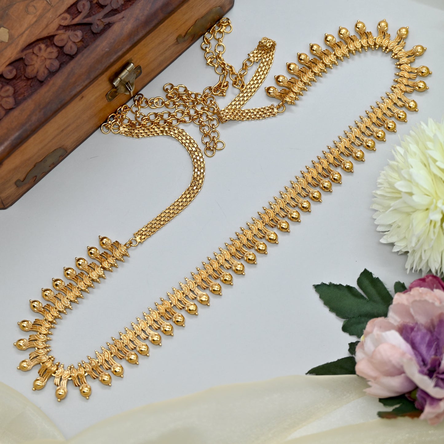 Real Gold Look Flexible Double Paisley Bridal Hip Chain