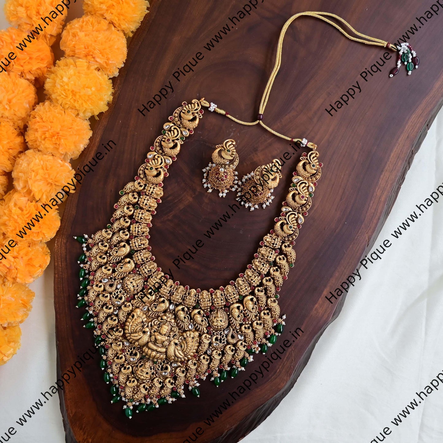 Vasudha - Heavy Nagas South Indian Temple Bridal Haaram - Antique Matte Finish