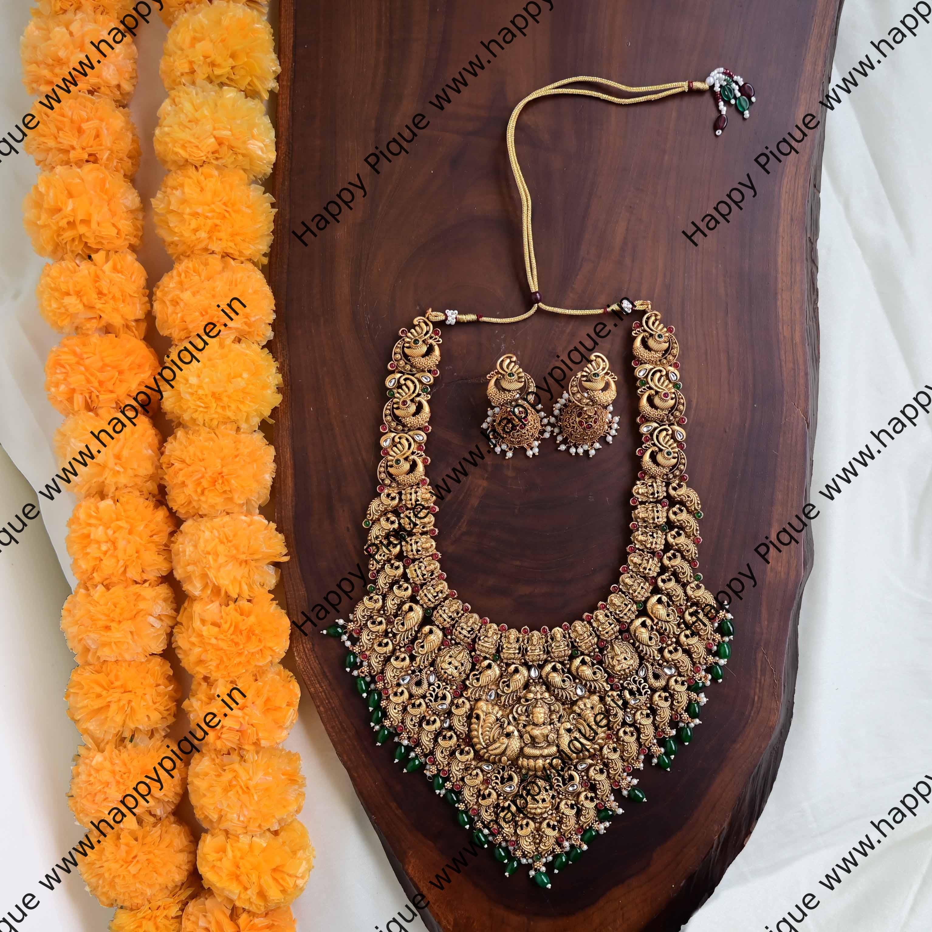 Vasudha - Heavy Nagas South Indian Temple Bridal Haaram - Antique Matte Finish