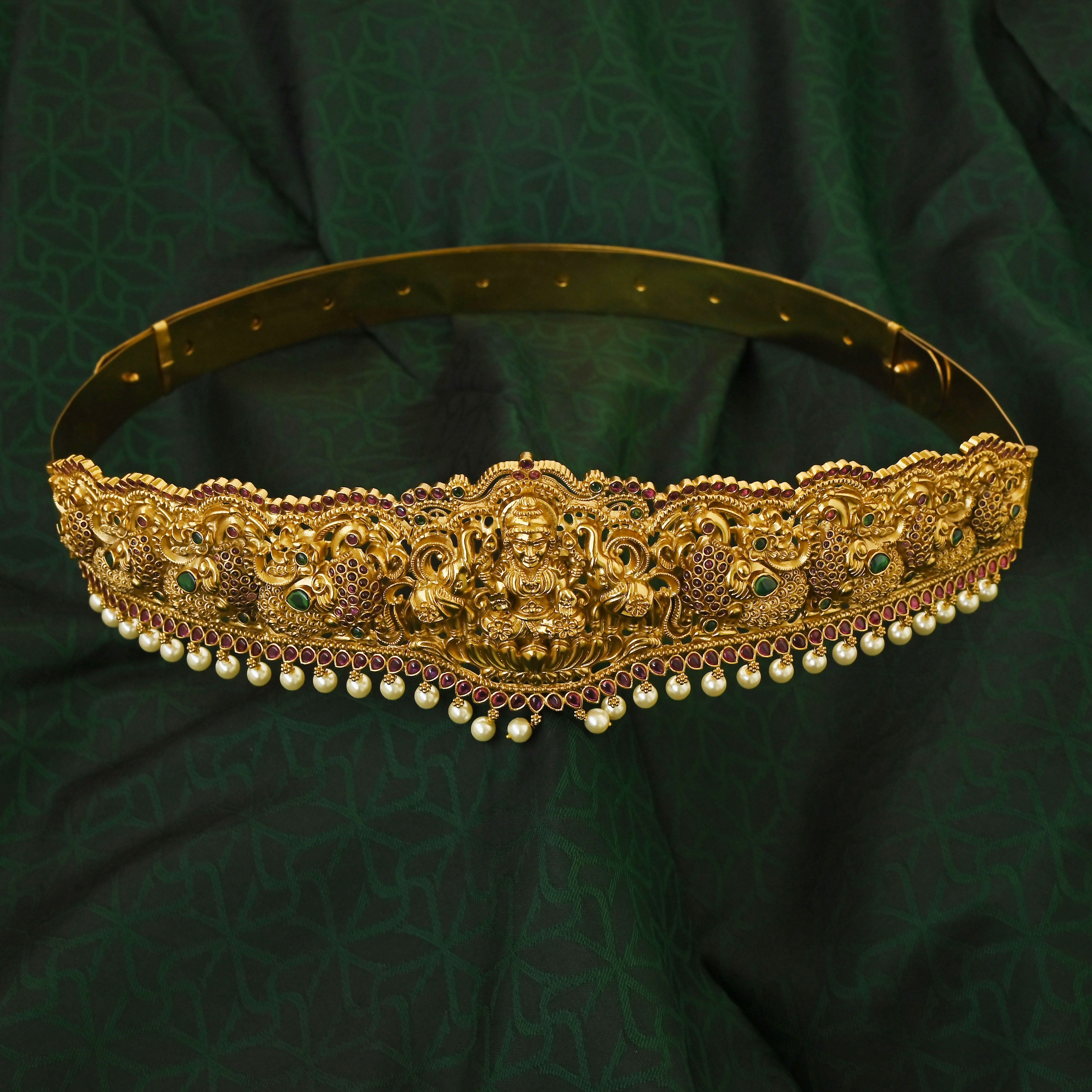 Aarna - Gorgeous Gold Look Heavy Temple Nagas Lakshmi Bridal Hip Belt for Weddings