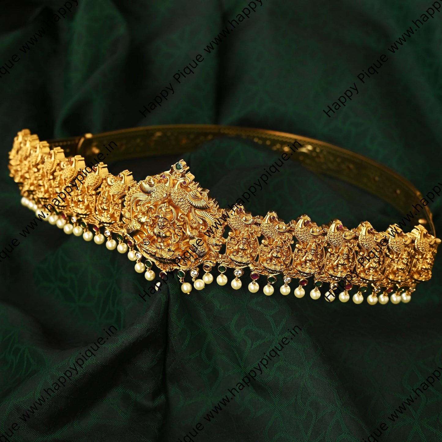Shraddha - Nagas Gold Look Lakshmi Devi Carved Bridal Adjustable Hip Belt for Adults - Enhance Your Wedding Ensemble