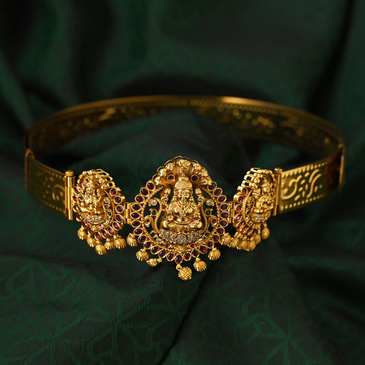 Aditri - Stunning Gold Look Nagas Mahalakshmi AD Kemp Kids Adjustable Hip Belt - Enhance Your Little One's Traditional Style