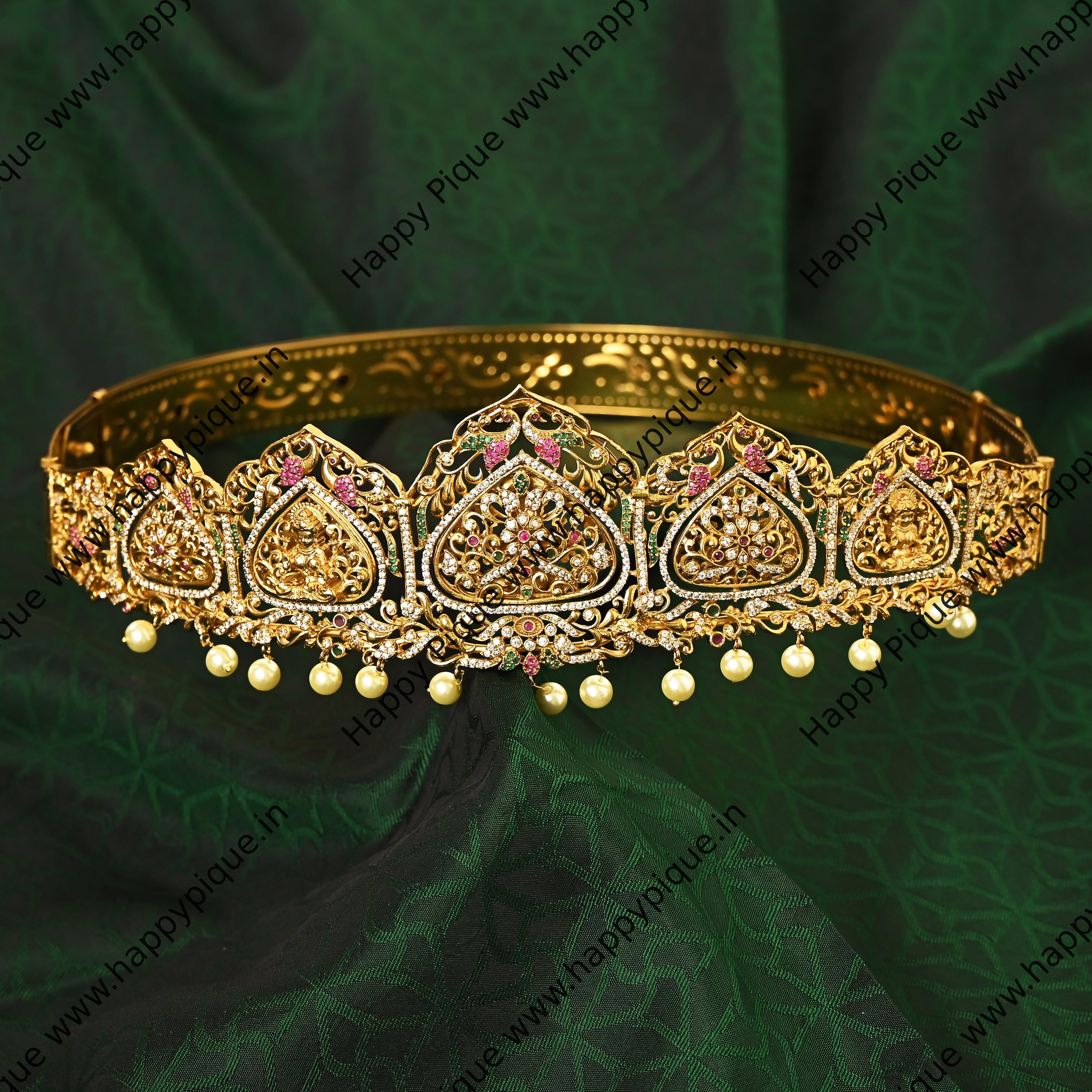 Reversible Two Design Grand AD Nagas Temple Heavy Bridal Hip Belt