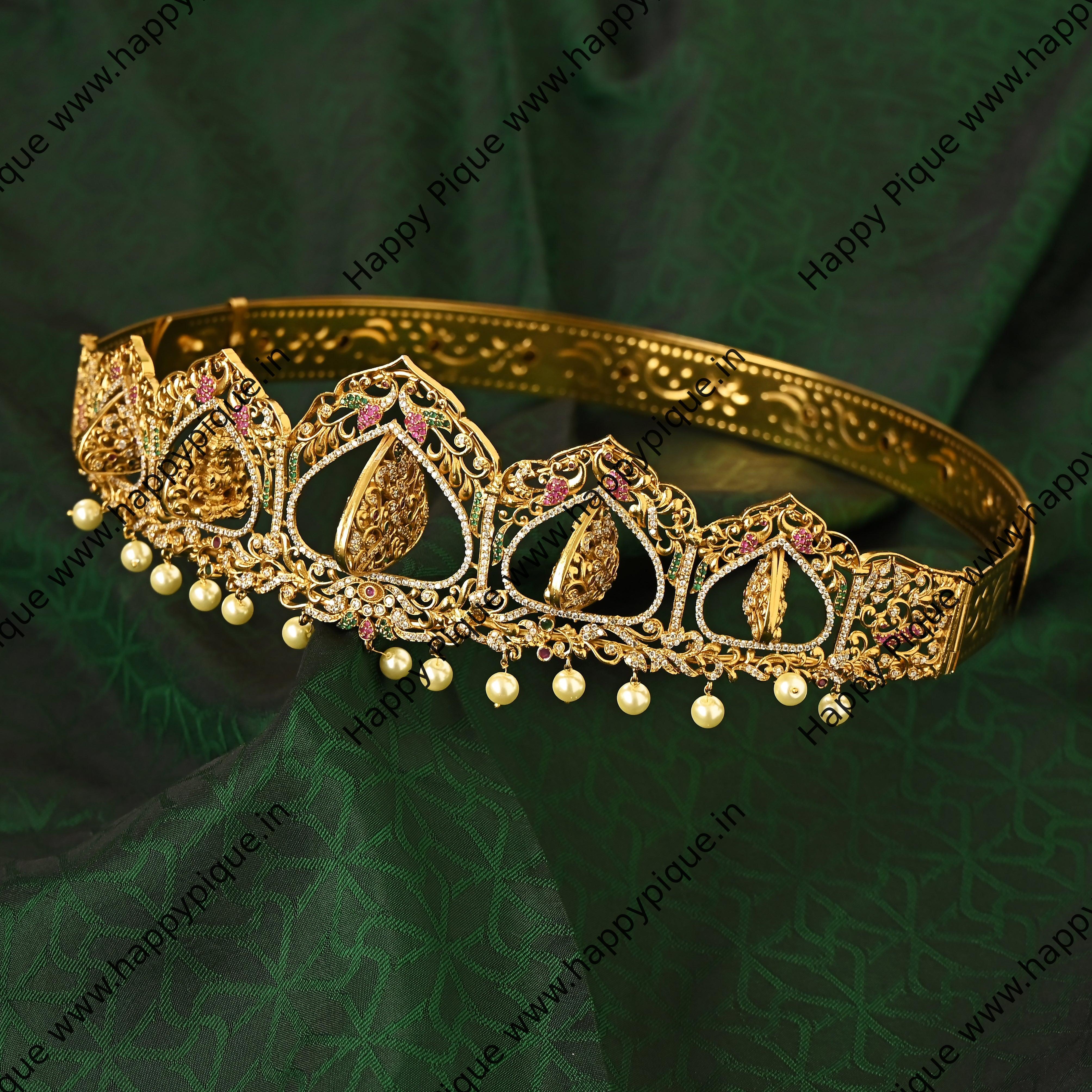 Reversible Two Design Grand AD Nagas Temple Heavy Bridal Hip Belt