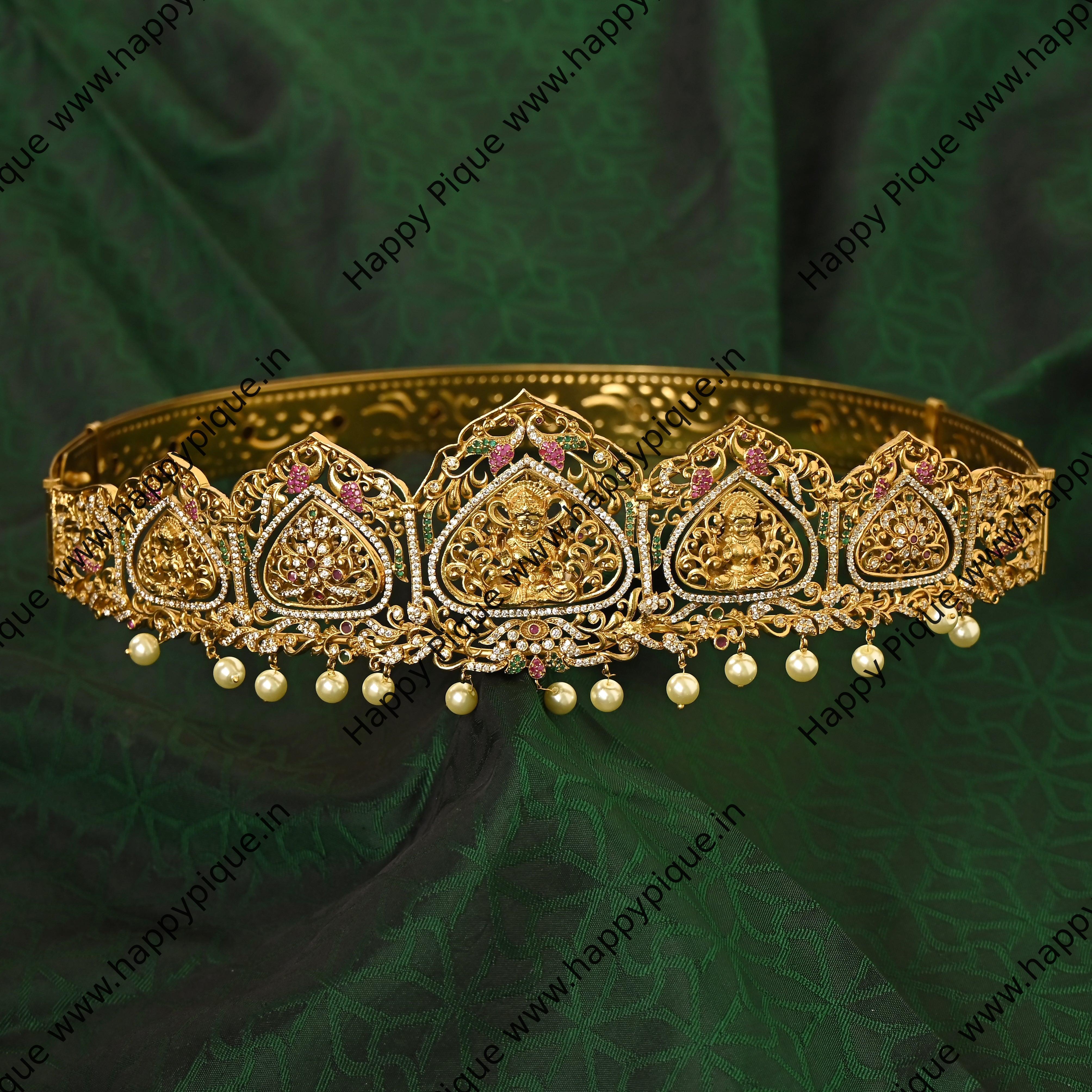 Reversible Two Design Grand AD Nagas Temple Heavy Bridal Hip Belt