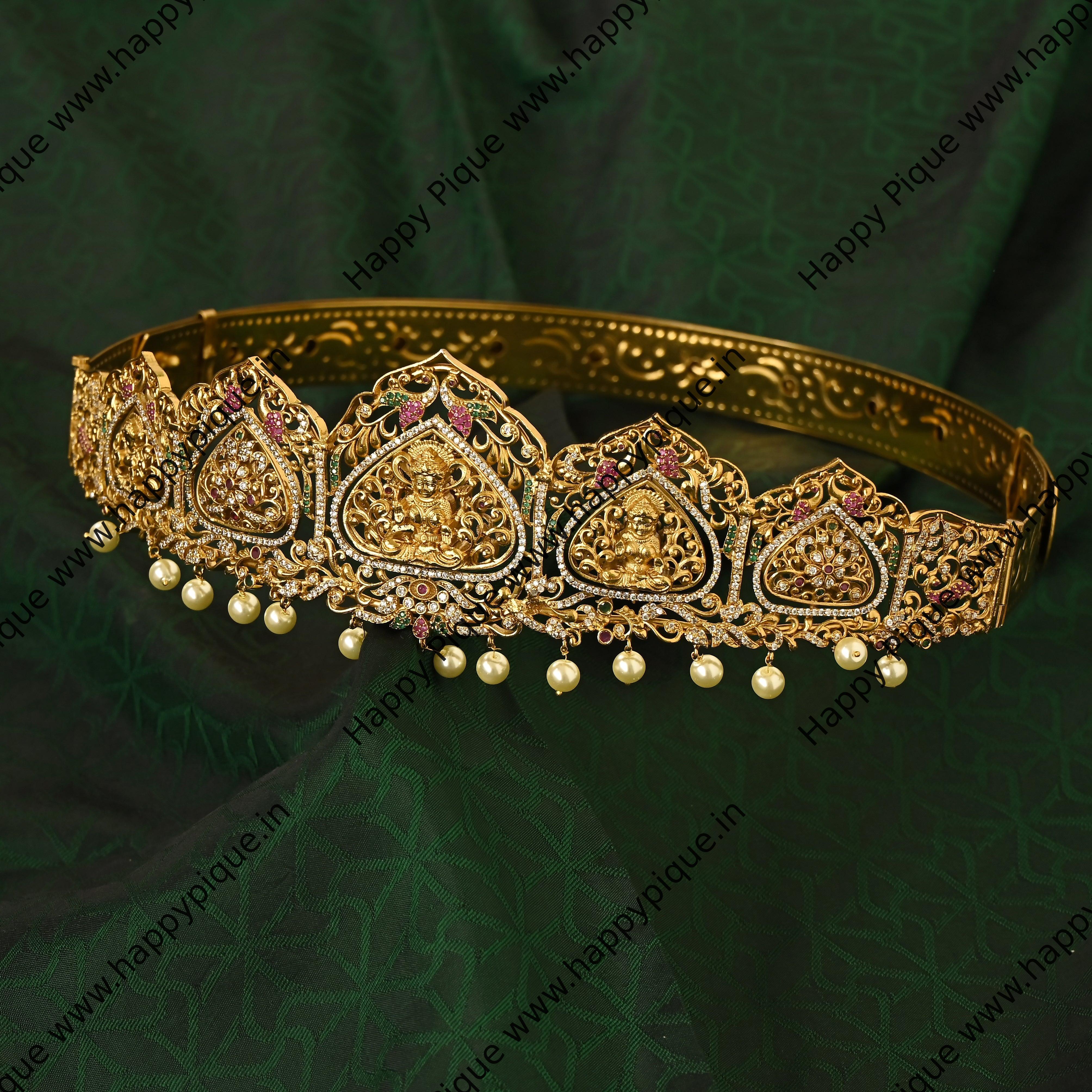 Reversible Two Design Grand AD Nagas Temple Heavy Bridal Hip Belt