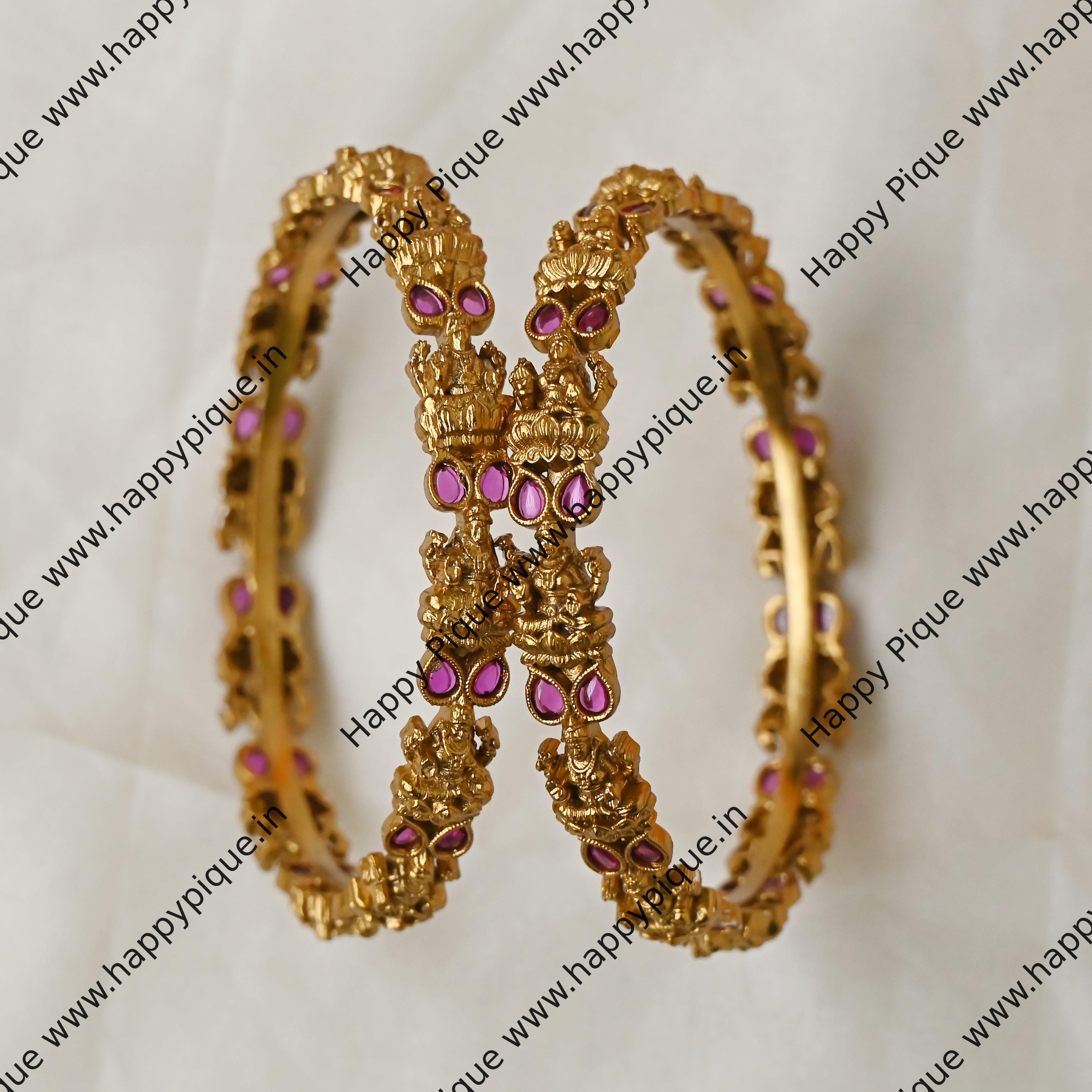 Vimala - Lightweight Intricate Mahalakshmi Kemp Bridal Bangles