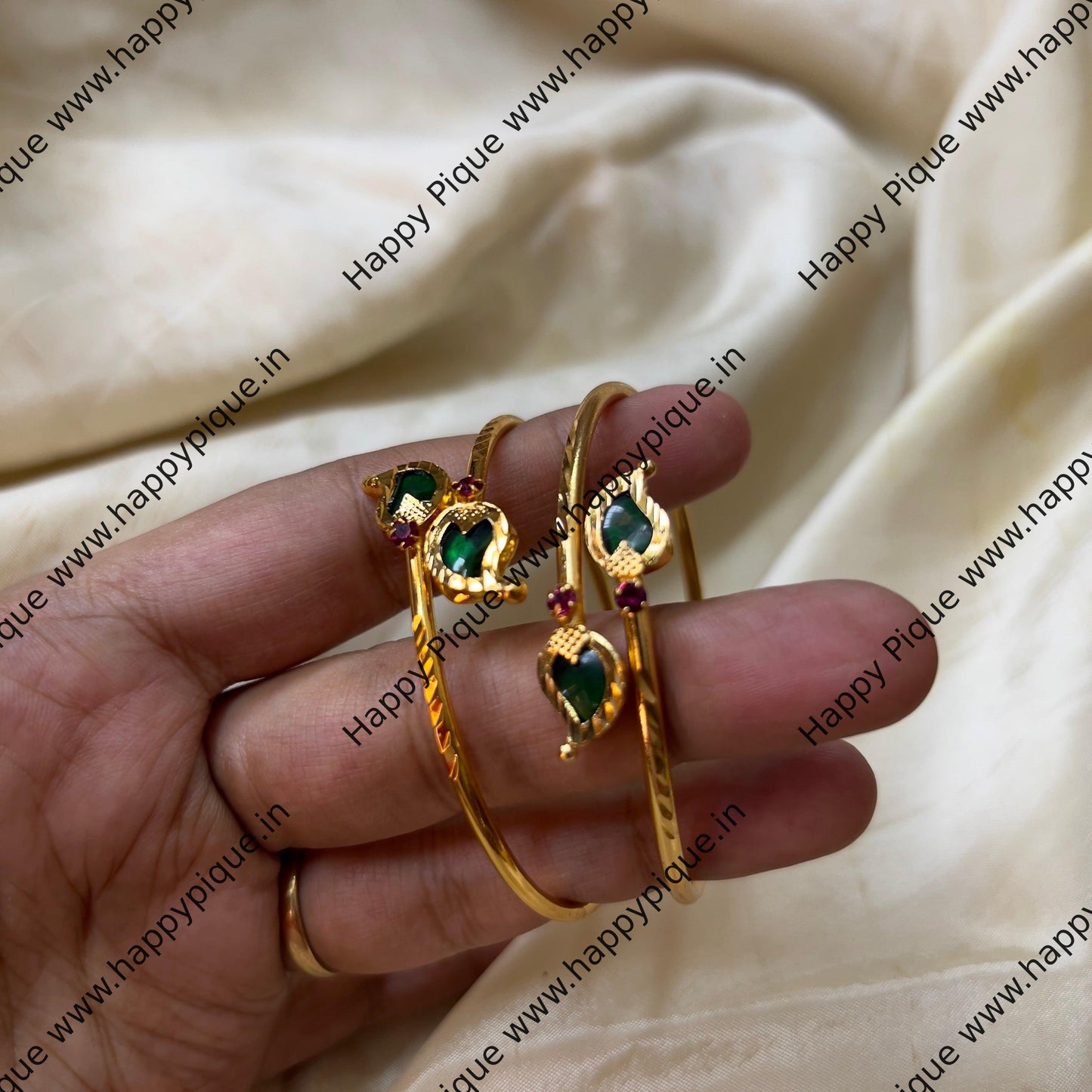 Real Gold Tone Kerala Palakka Mango Adjustable Kada Bangles