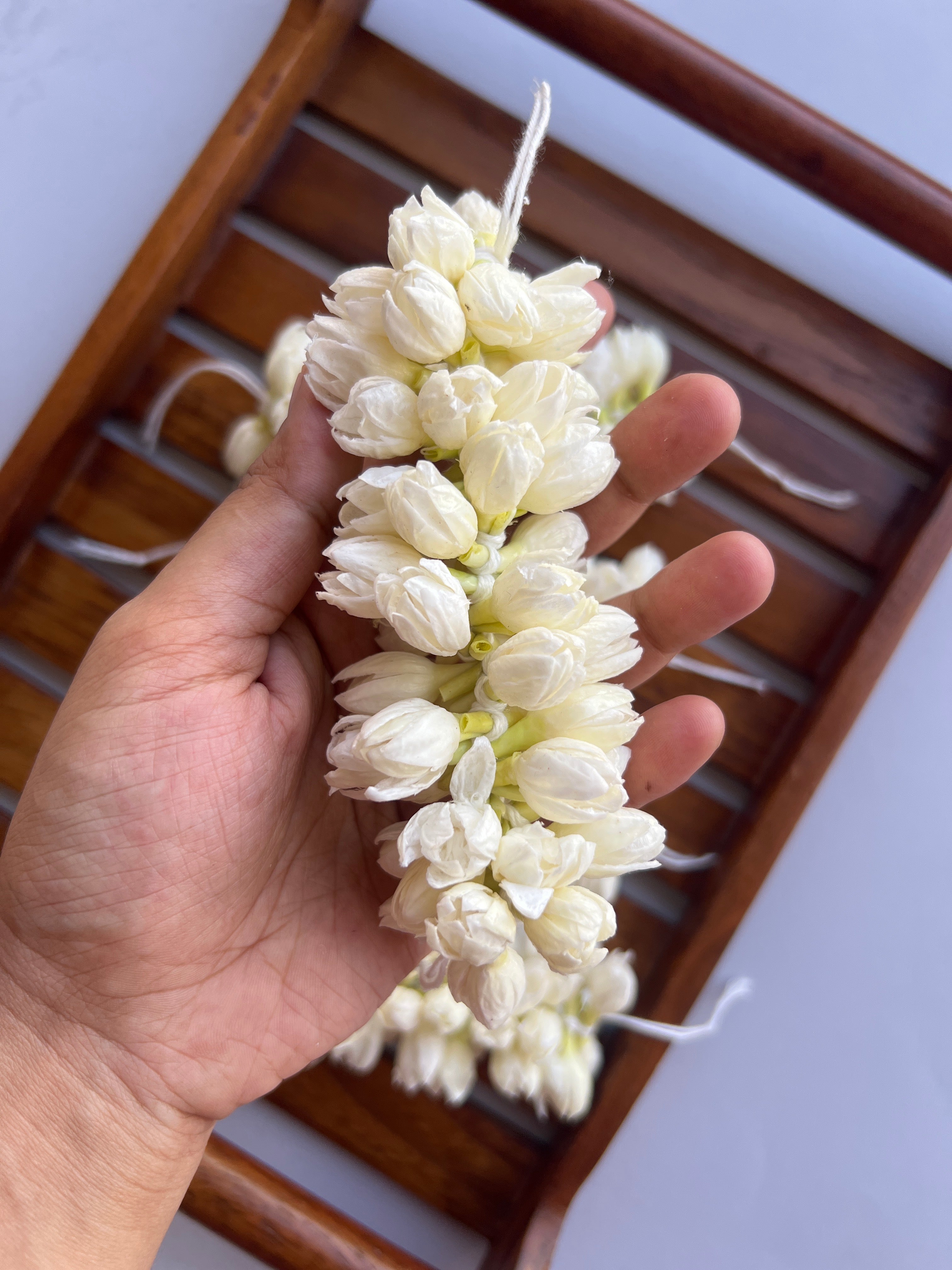 Pack of 5 Thick Paper Based Handmade Bloomed Jasmine Strings - 5 Inches Each