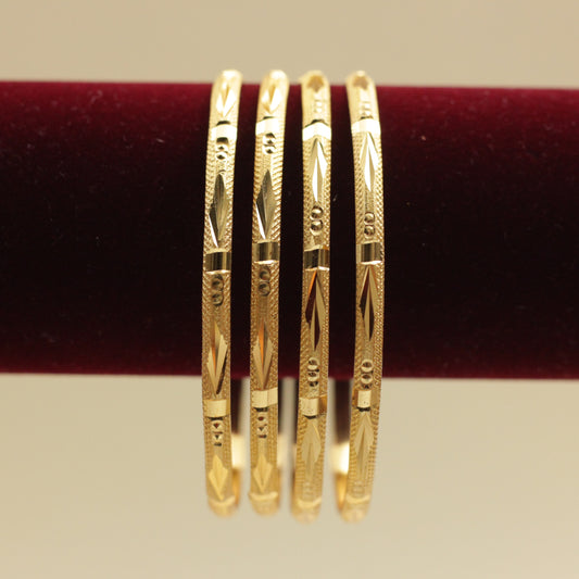 Real Gold Tone Set of 4 Bangles - SS032 - Daily Wear/Office Wear/Function Wear Bangles