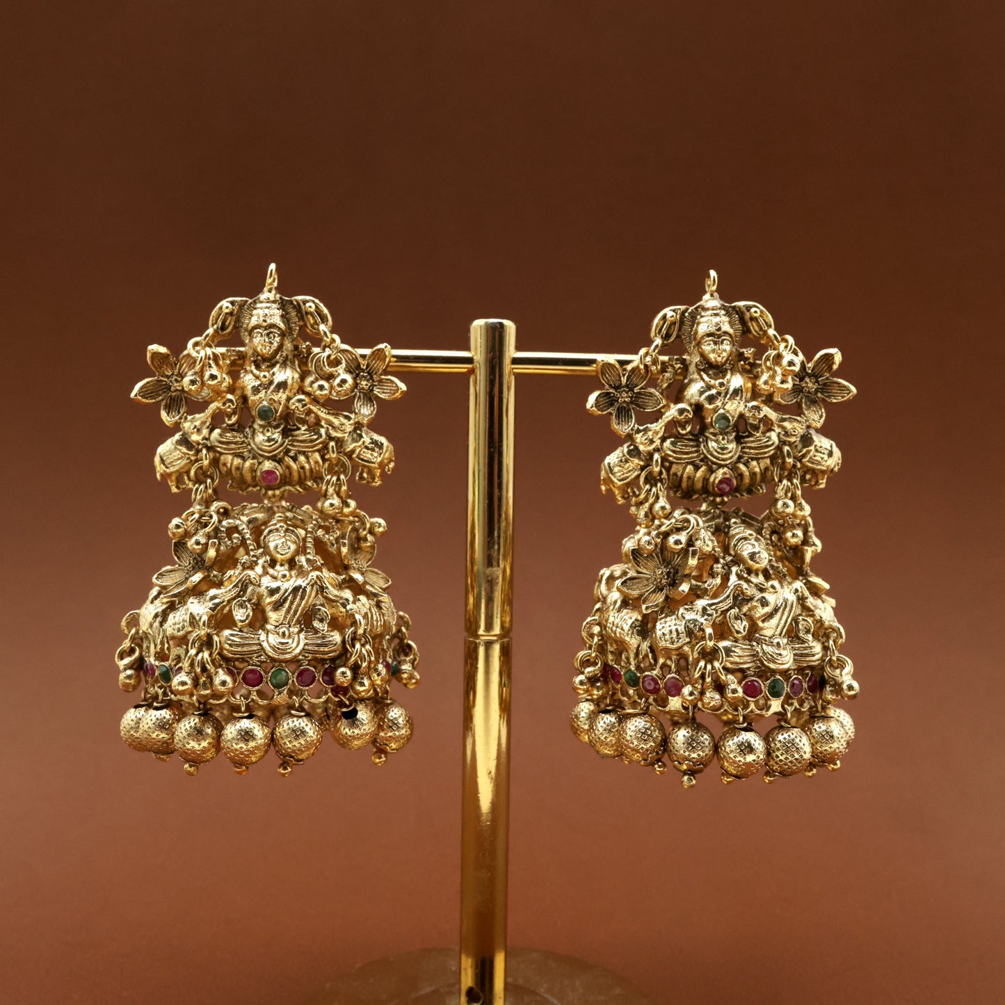 Antique Gold Nagas Lakshmi Kemp Big Bridal Jhumkas