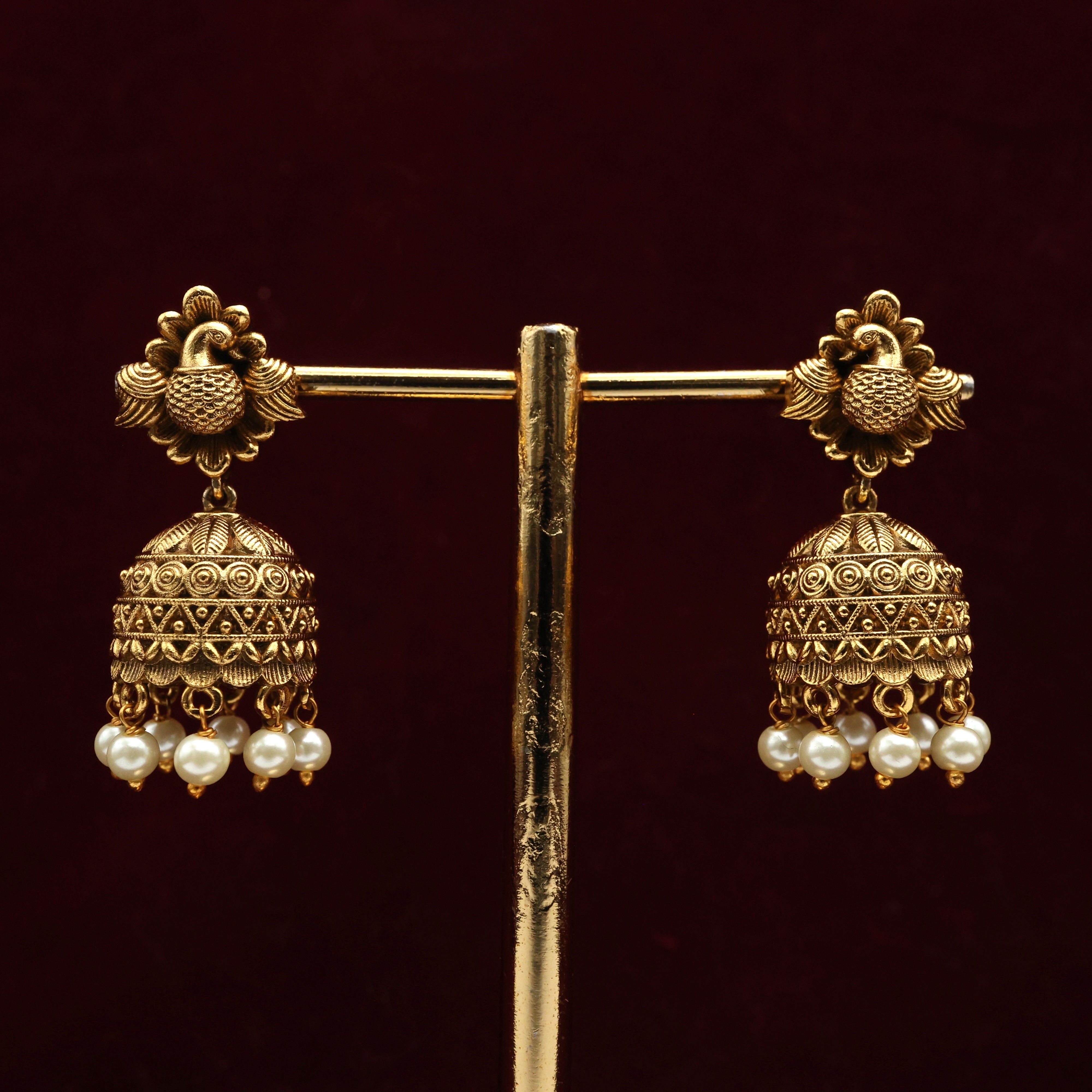 Antique Nagas Royal Peacock Motif Bridal Jhumkas