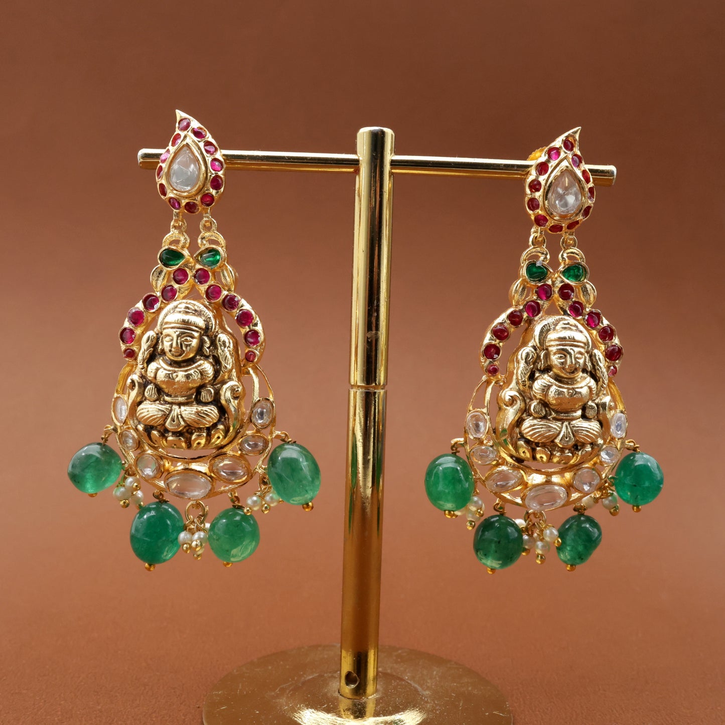 Antique Nagas Lakshmi Kundan Kemp Earrings