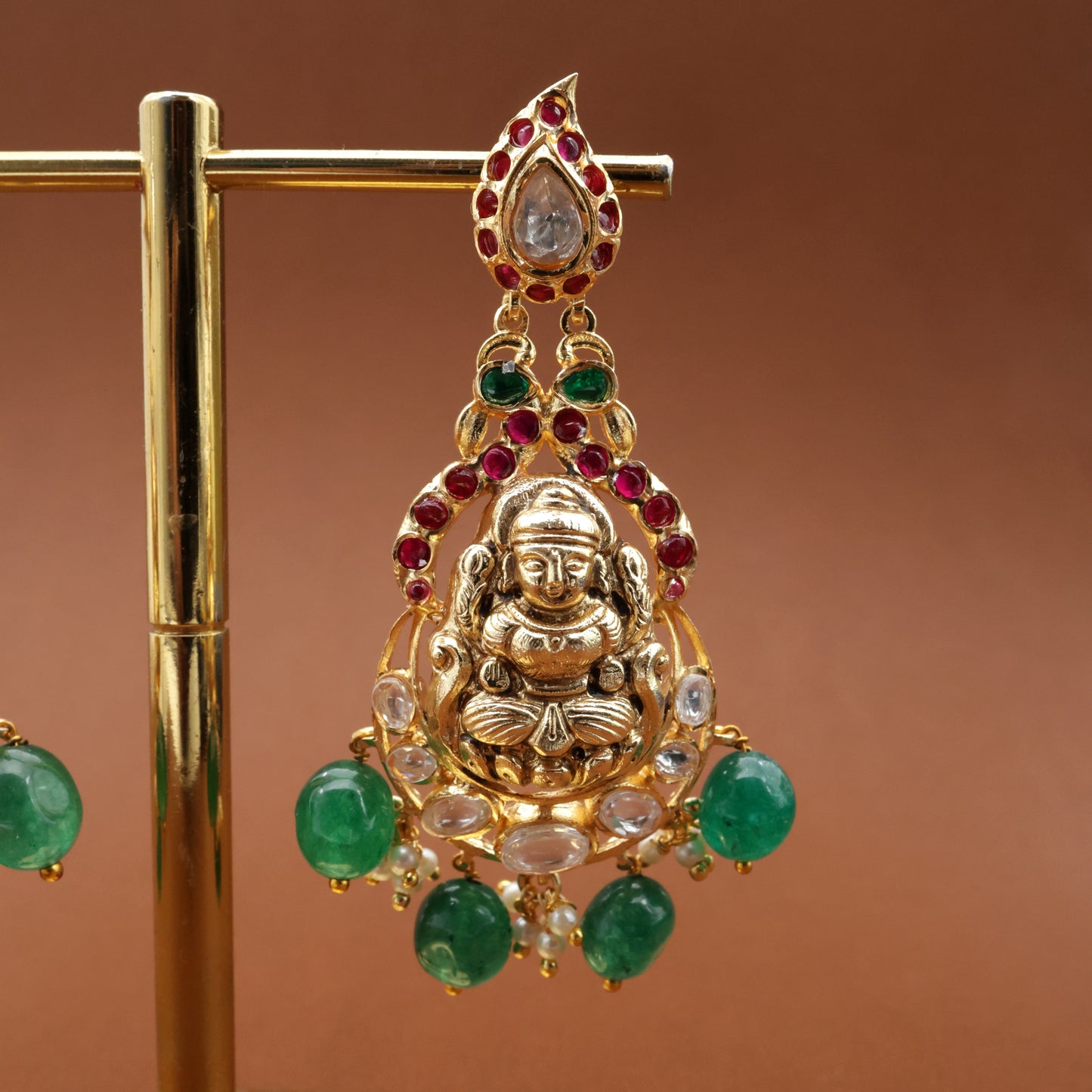 Antique Nagas Lakshmi Kundan Kemp Earrings