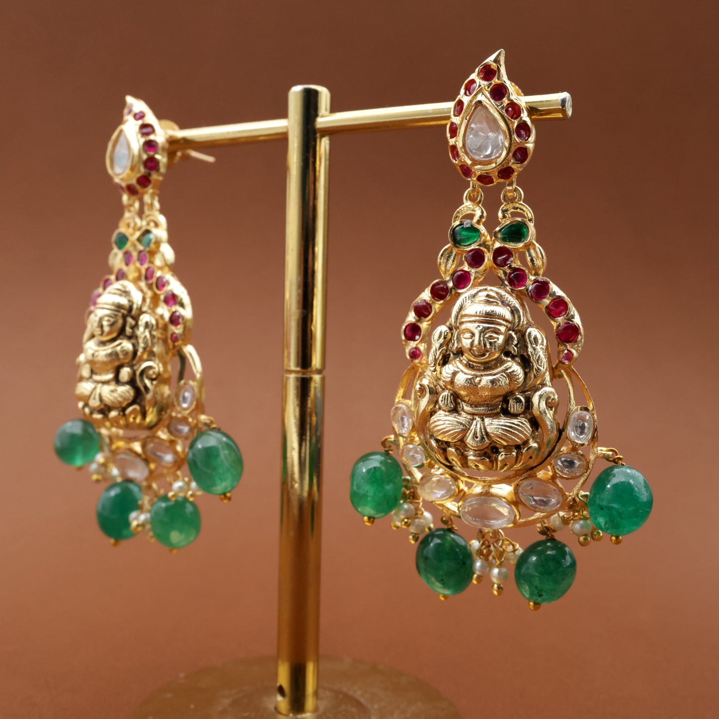 Antique Nagas Lakshmi Kundan Kemp Earrings