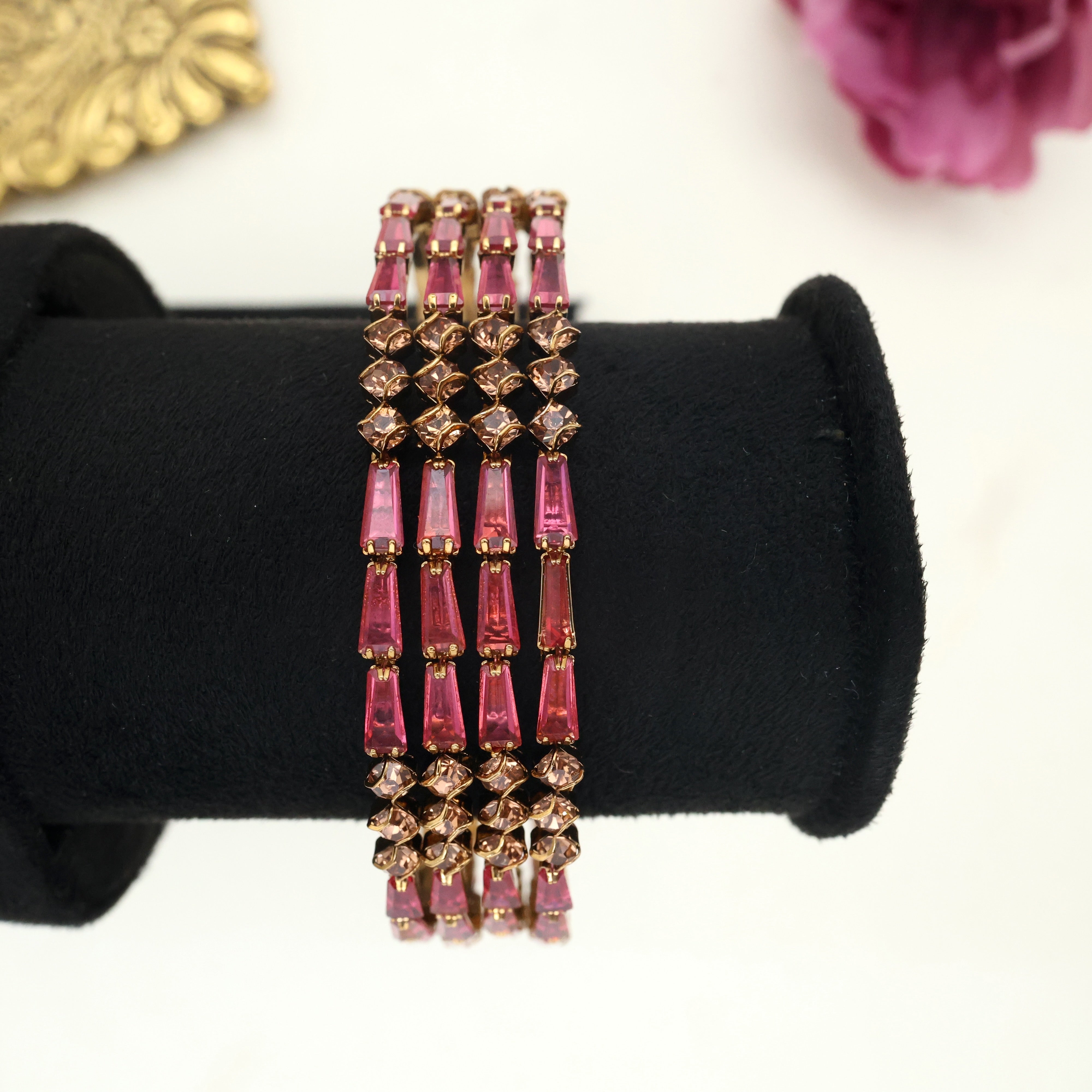 TUBE LIGHT CUT AD SET OF 4 BANGLES - WINE