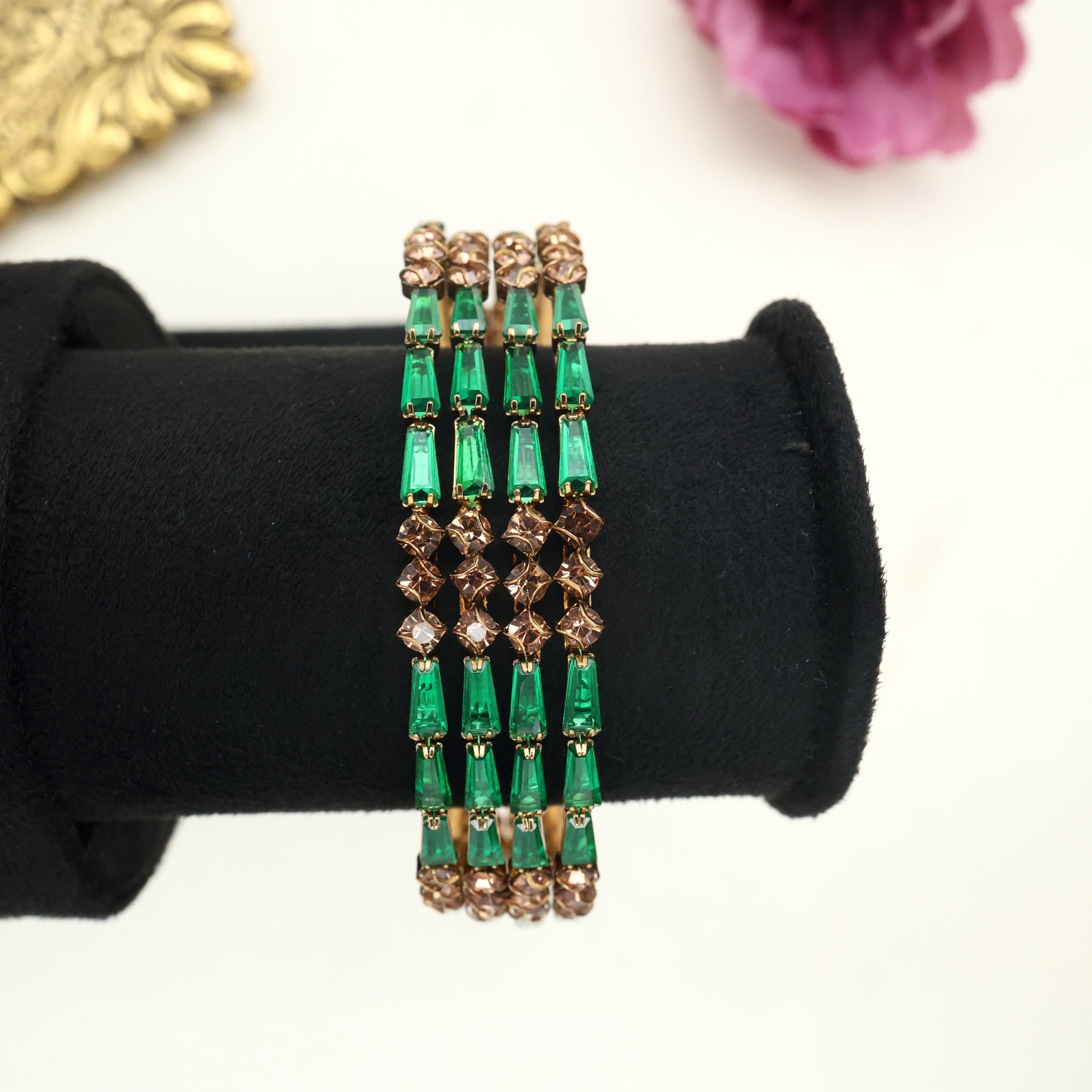 TUBE LIGHT CUT AD SET OF 4 BANGLES - GREEN