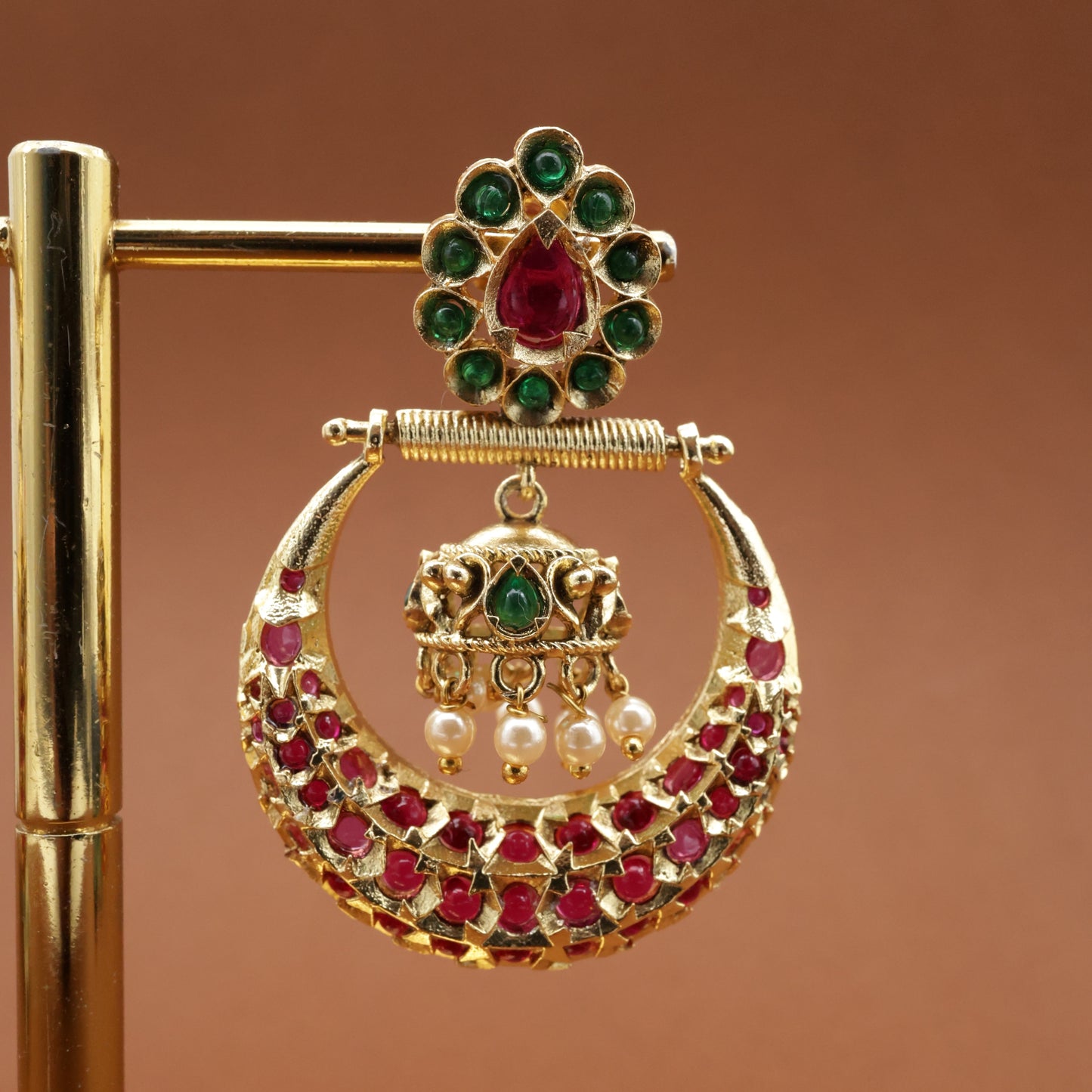 Antique Nagas Kemp Jhumki Chaandbali Earrings