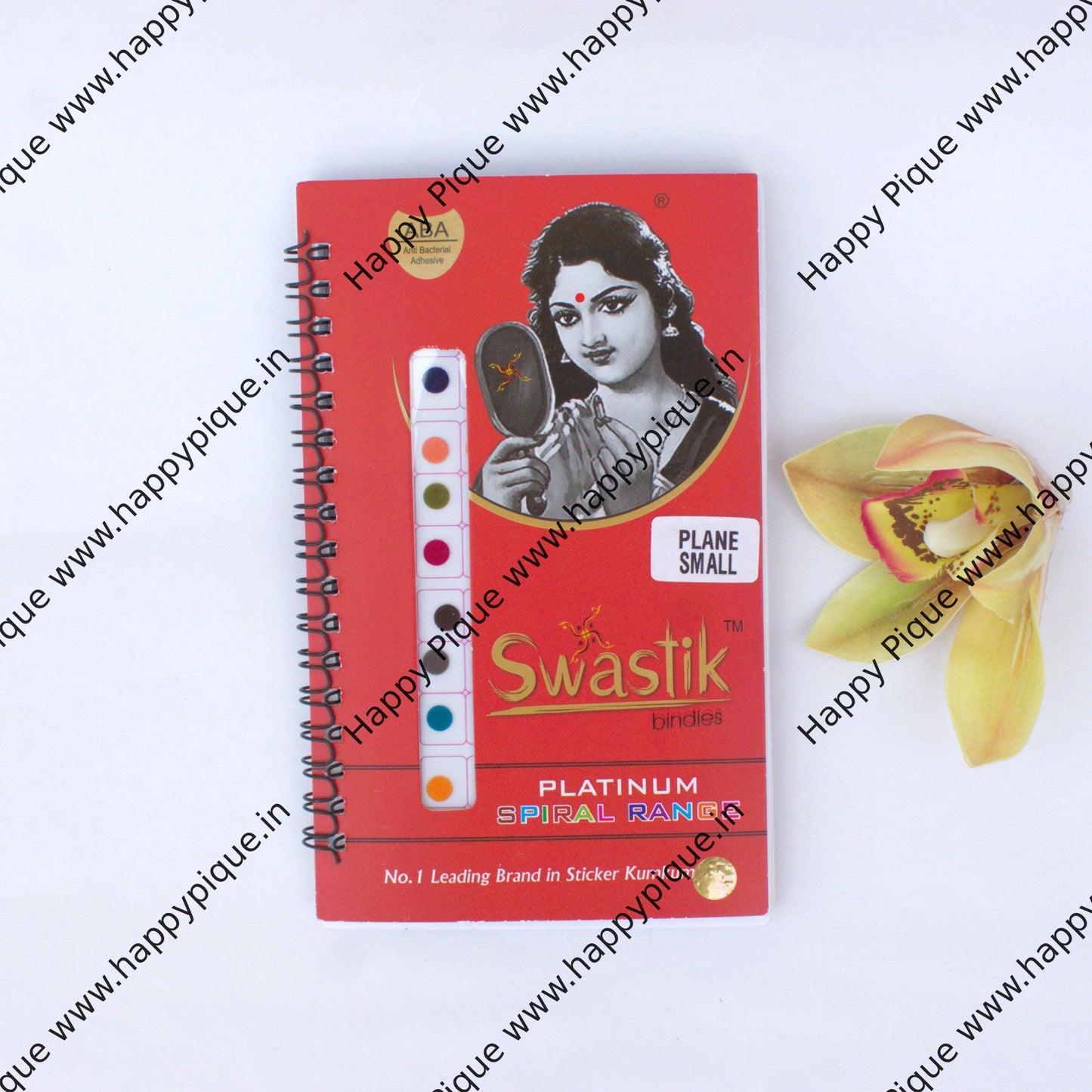 Round Multicolour Plain Fancy Velvet Bridal Bindis Sticker Kumkum Spiral Book - Small Sizes - Swastik