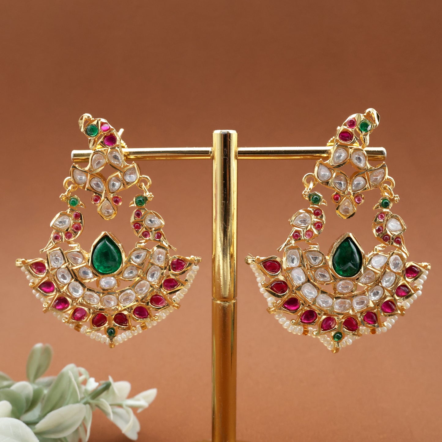 Peacock Kundan Bridal Chaanbali Earrings