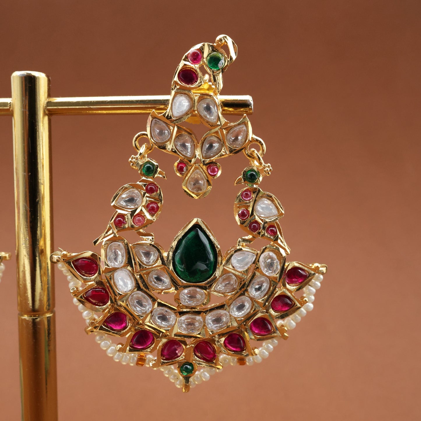 Peacock Kundan Bridal Chaanbali Earrings