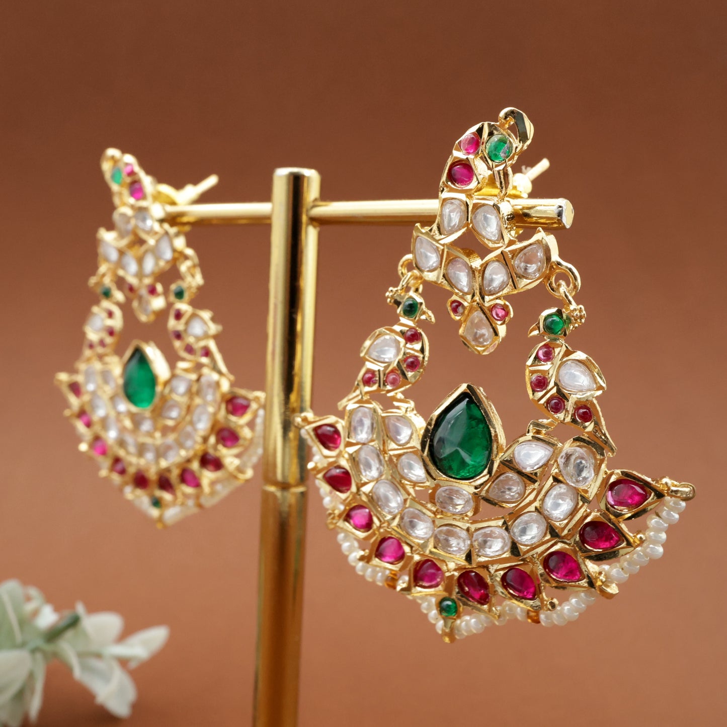 Peacock Kundan Bridal Chaanbali Earrings