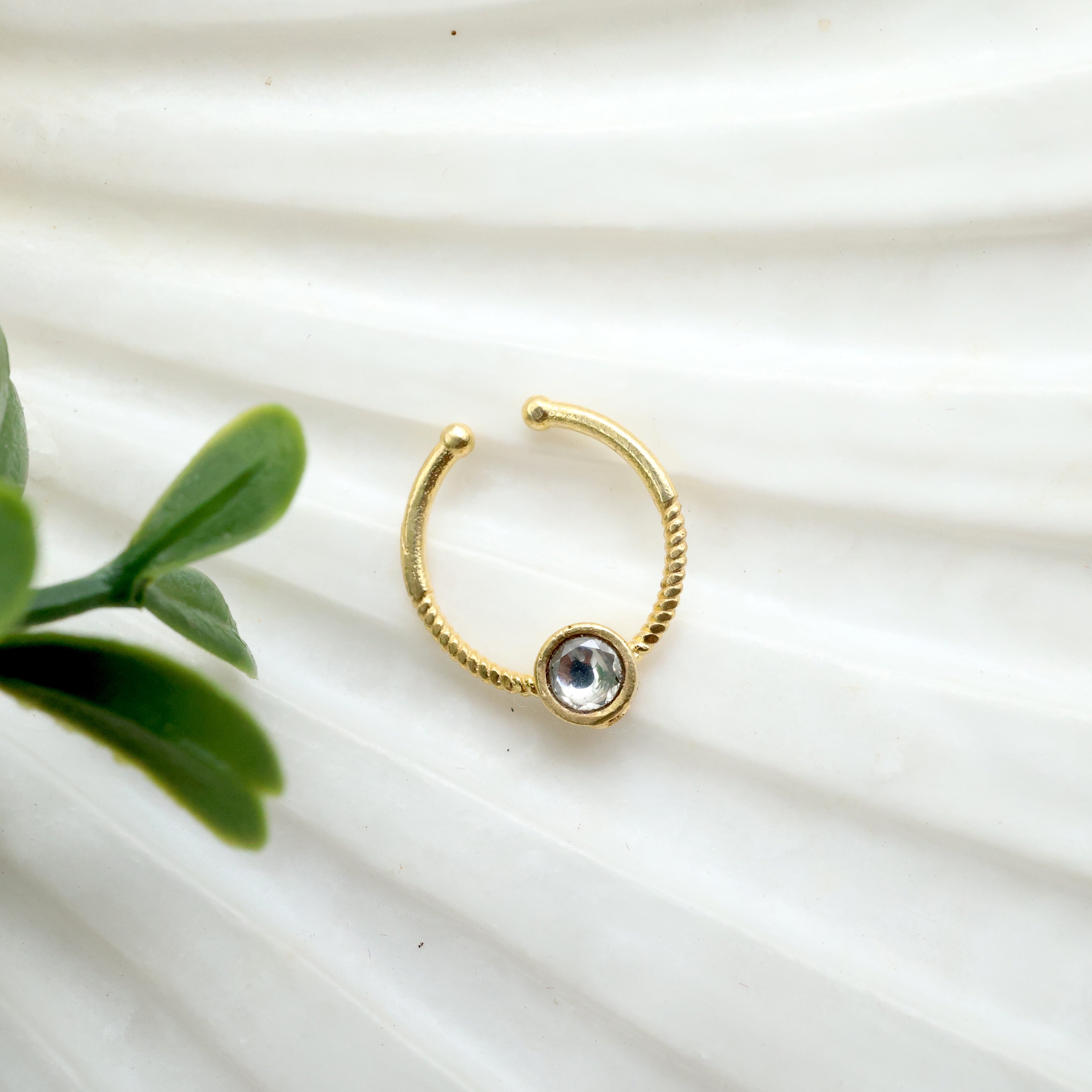 Jadau Kundan Single Dot (White) Press On Septum Ring