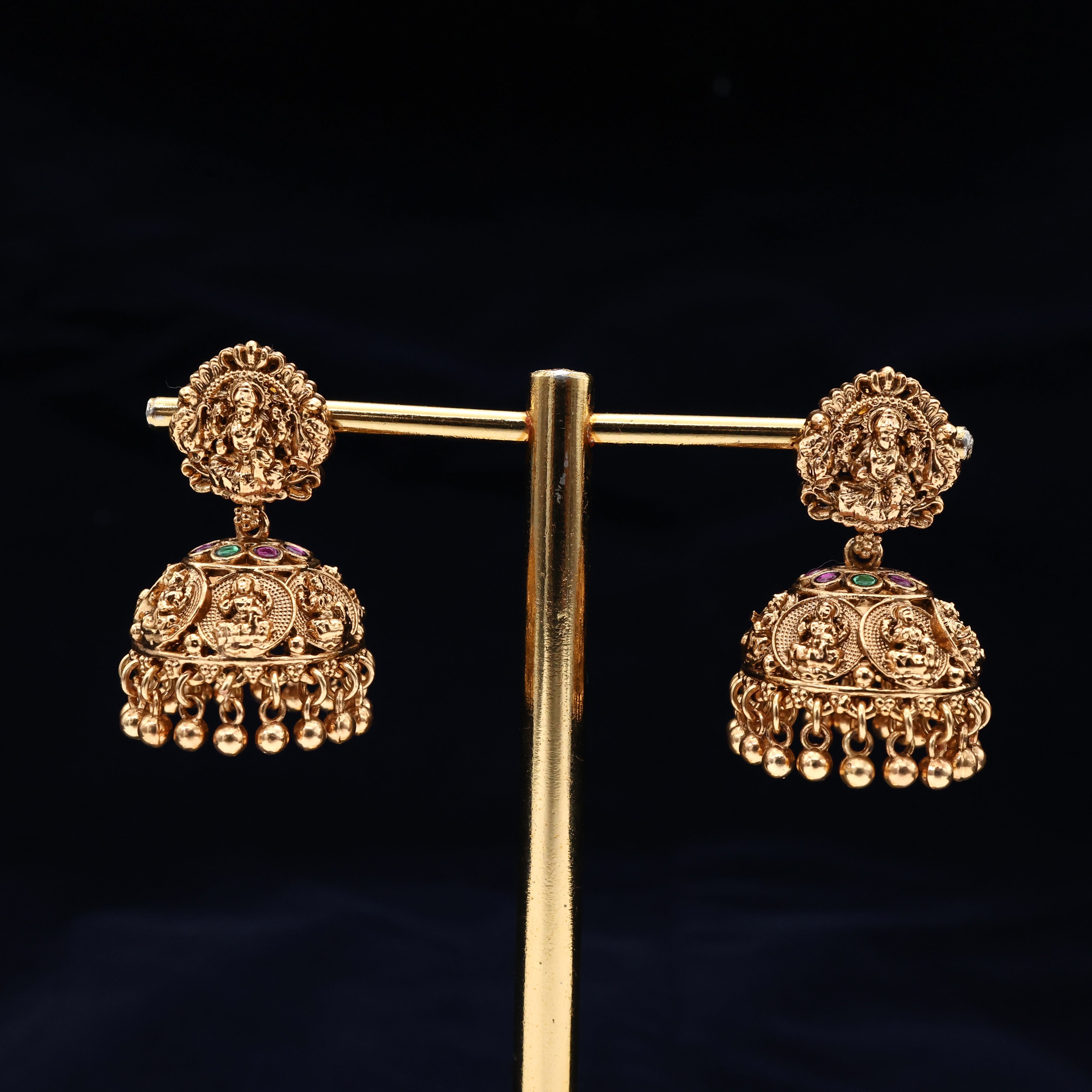 Antique Nagas Lakshmi Coin Bridal Jhumkas