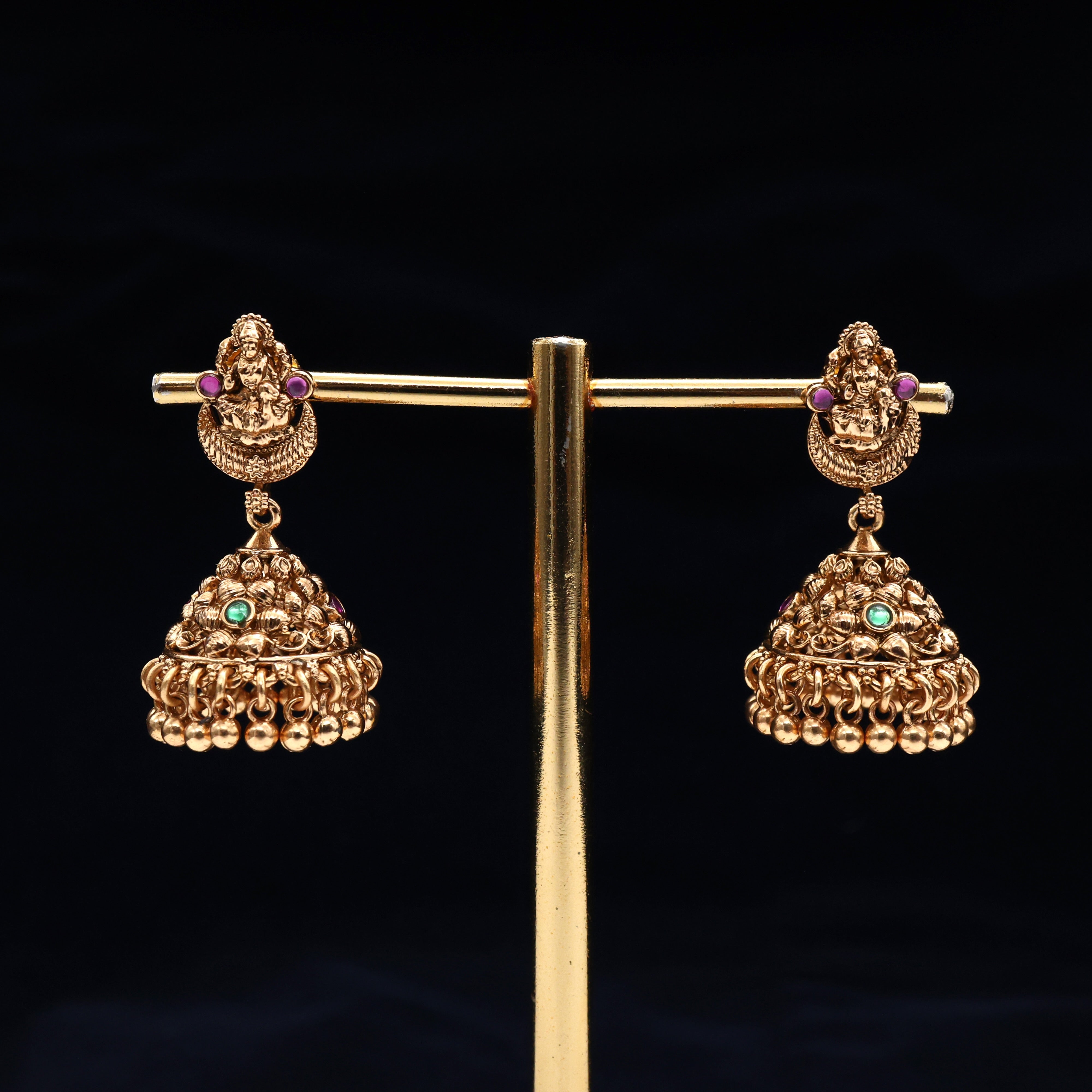 Antique Nagas Lakshmi Cone Bridal Jhumkas