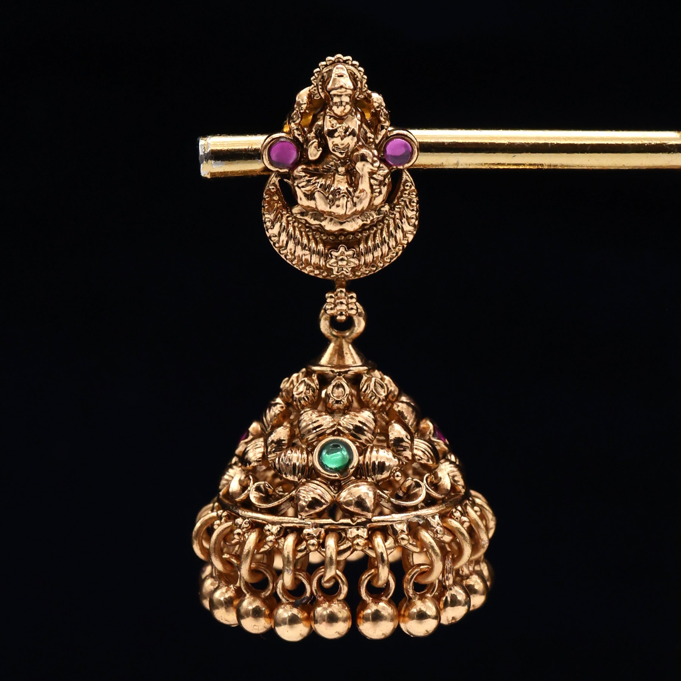 Antique Nagas Lakshmi Cone Bridal Jhumkas