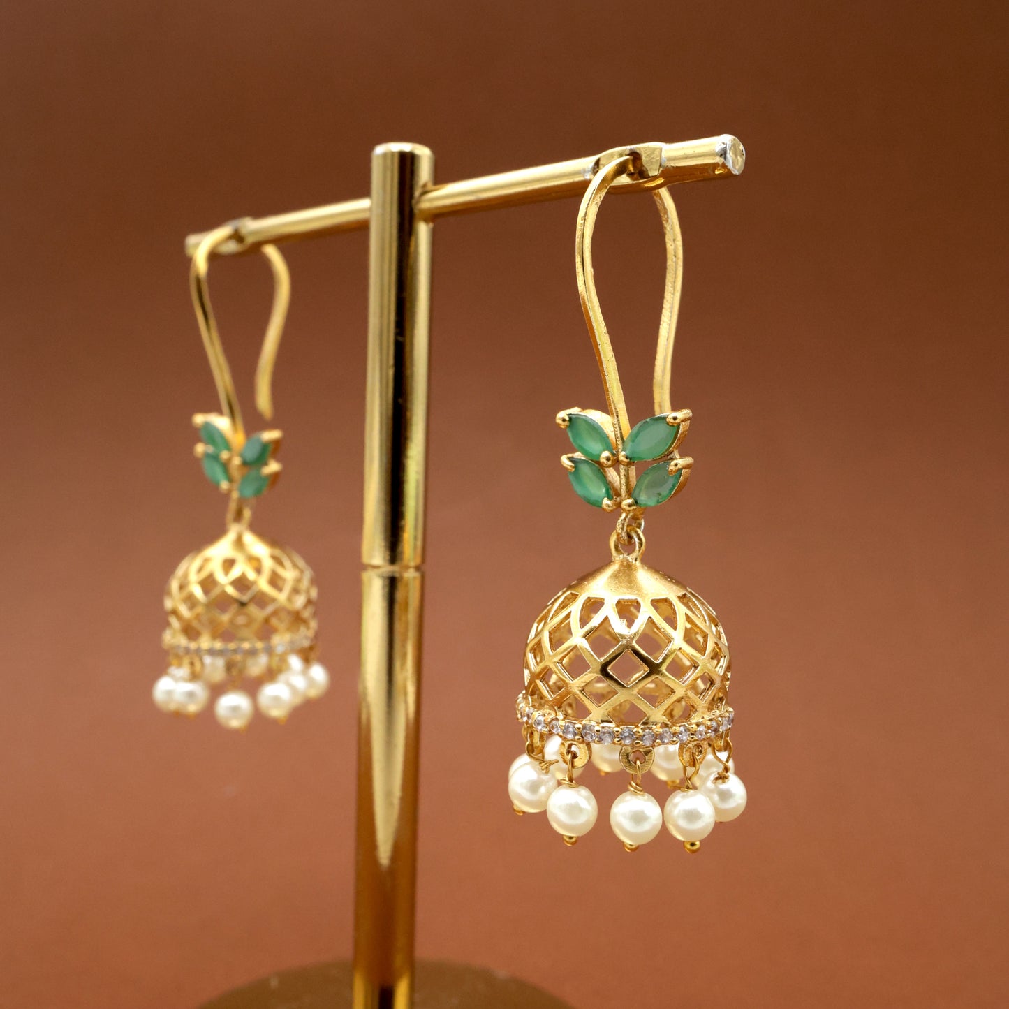 AD Double Lead Cutwork Hoop Jhumkas