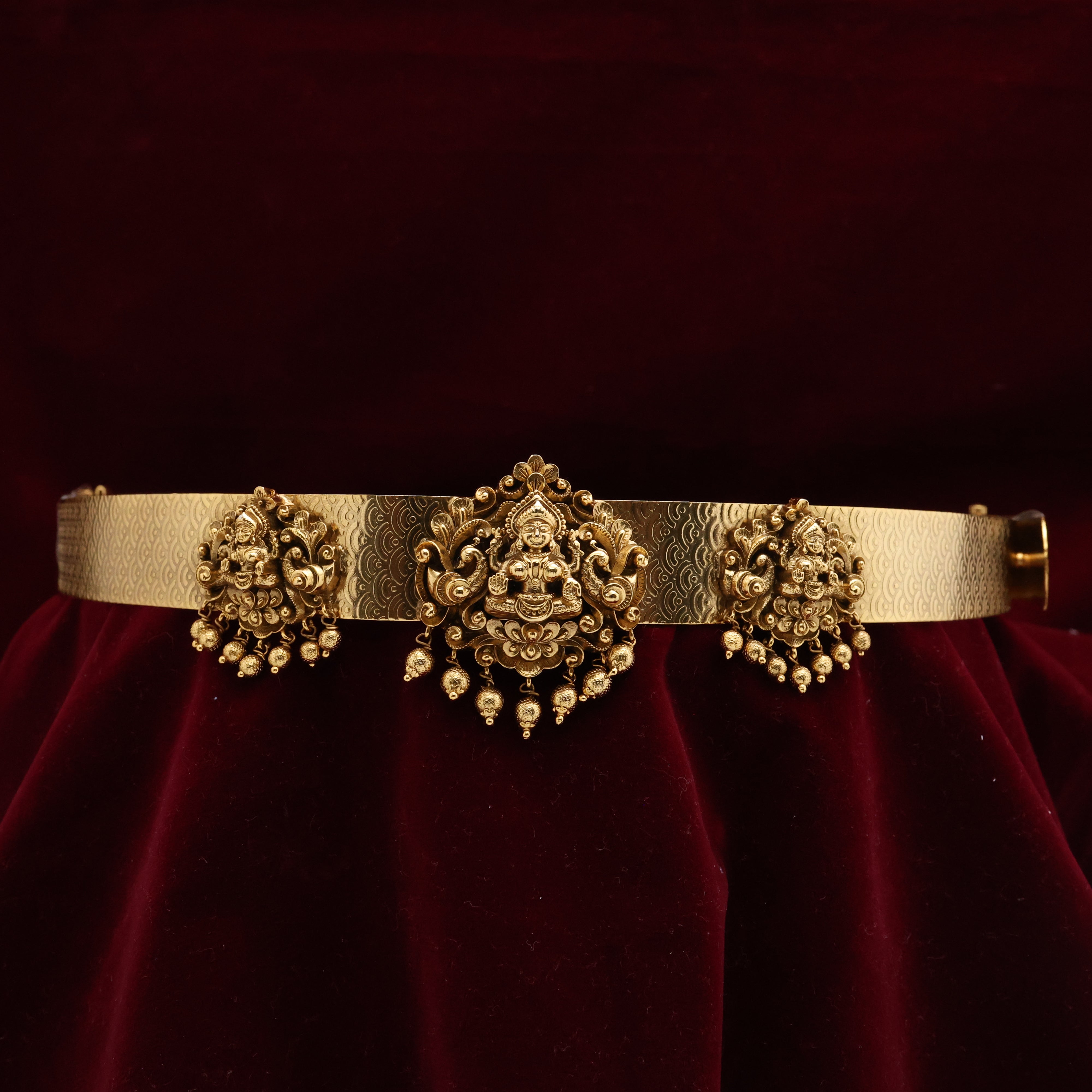 Antique Gold Nagas Lakshmi Pendant Bridal Hip Belt