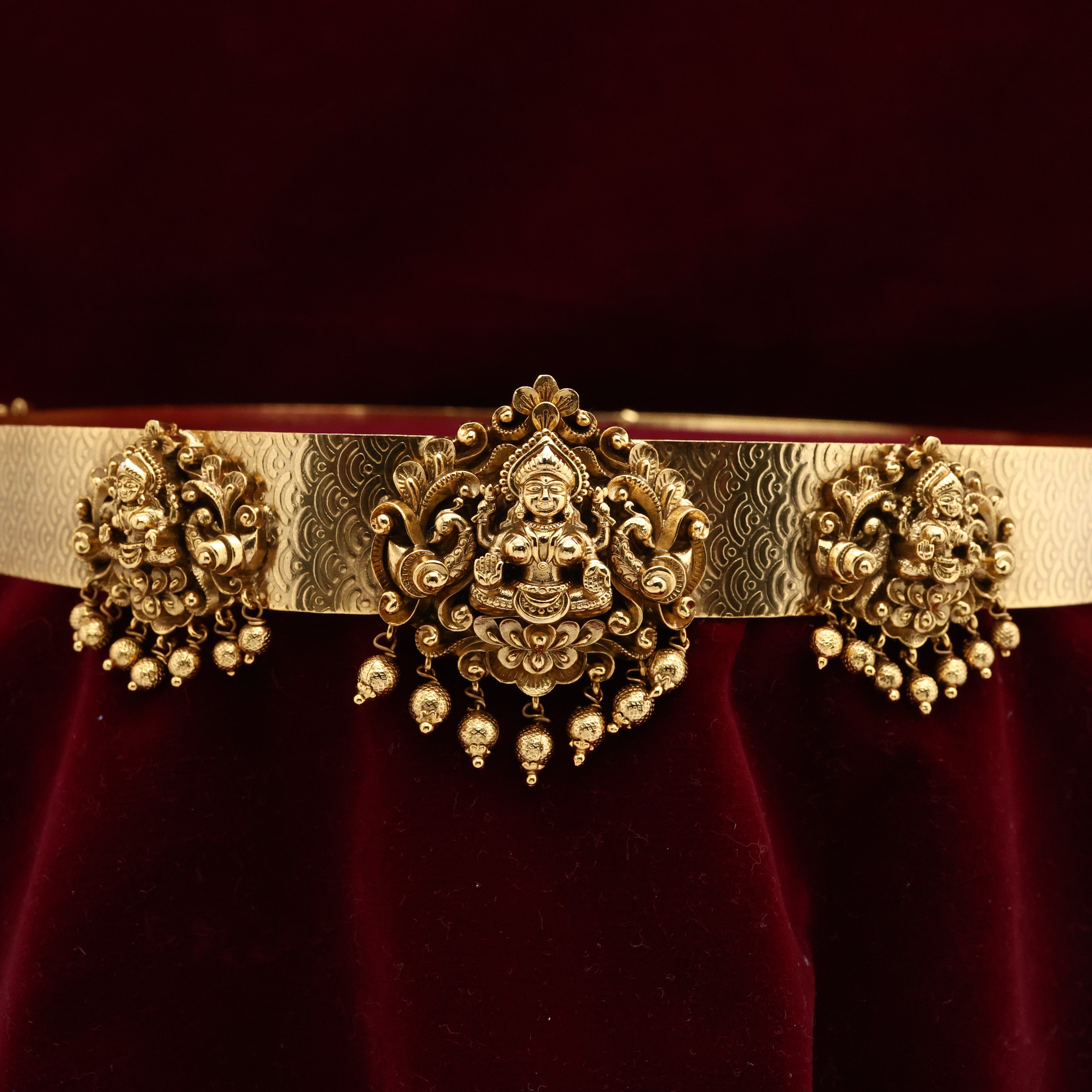 Antique Gold Nagas Lakshmi Pendant Bridal Hip Belt