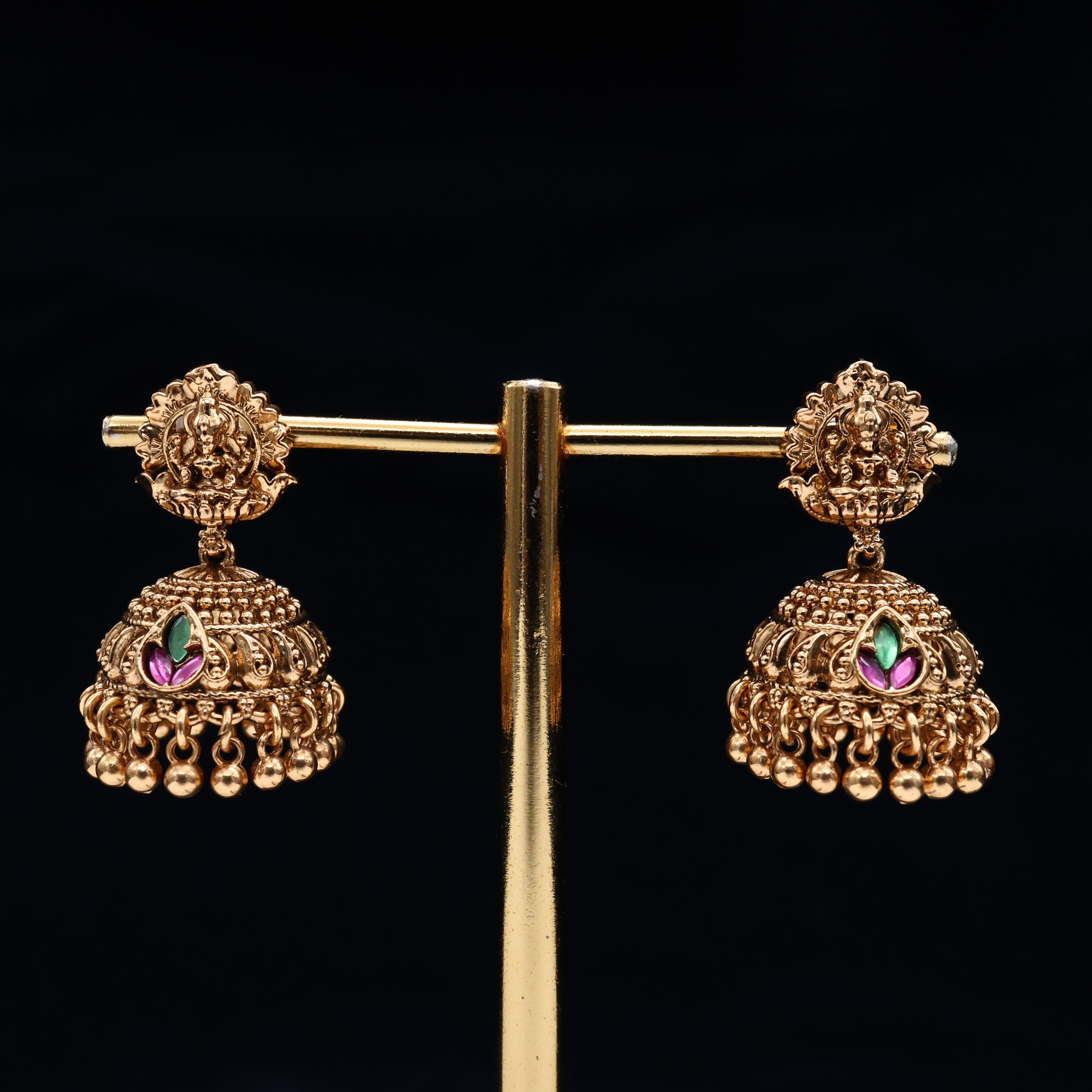 Antique Jadau Inspired Lakshmi Lotus Jhumkas