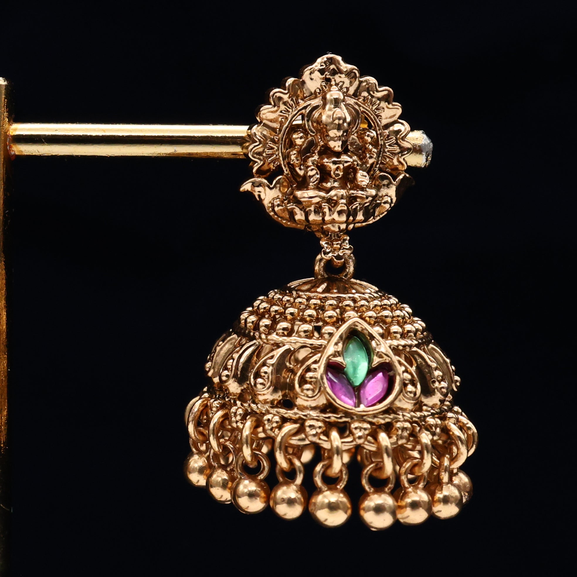 Antique Jadau Inspired Lakshmi Lotus Jhumkas