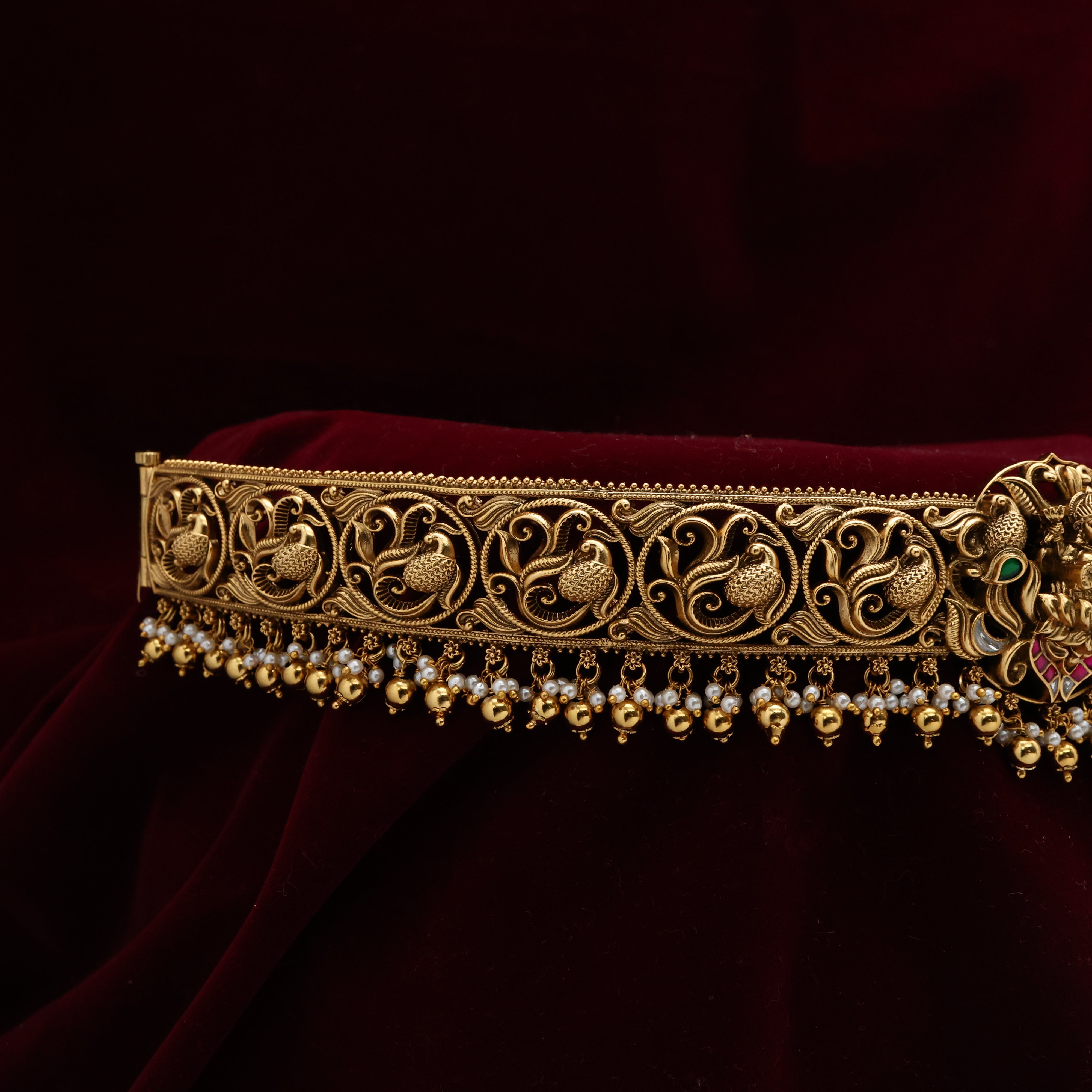 Jadau Kundan Mahalakshmi Peacock Motifs Bridal Hip Belt