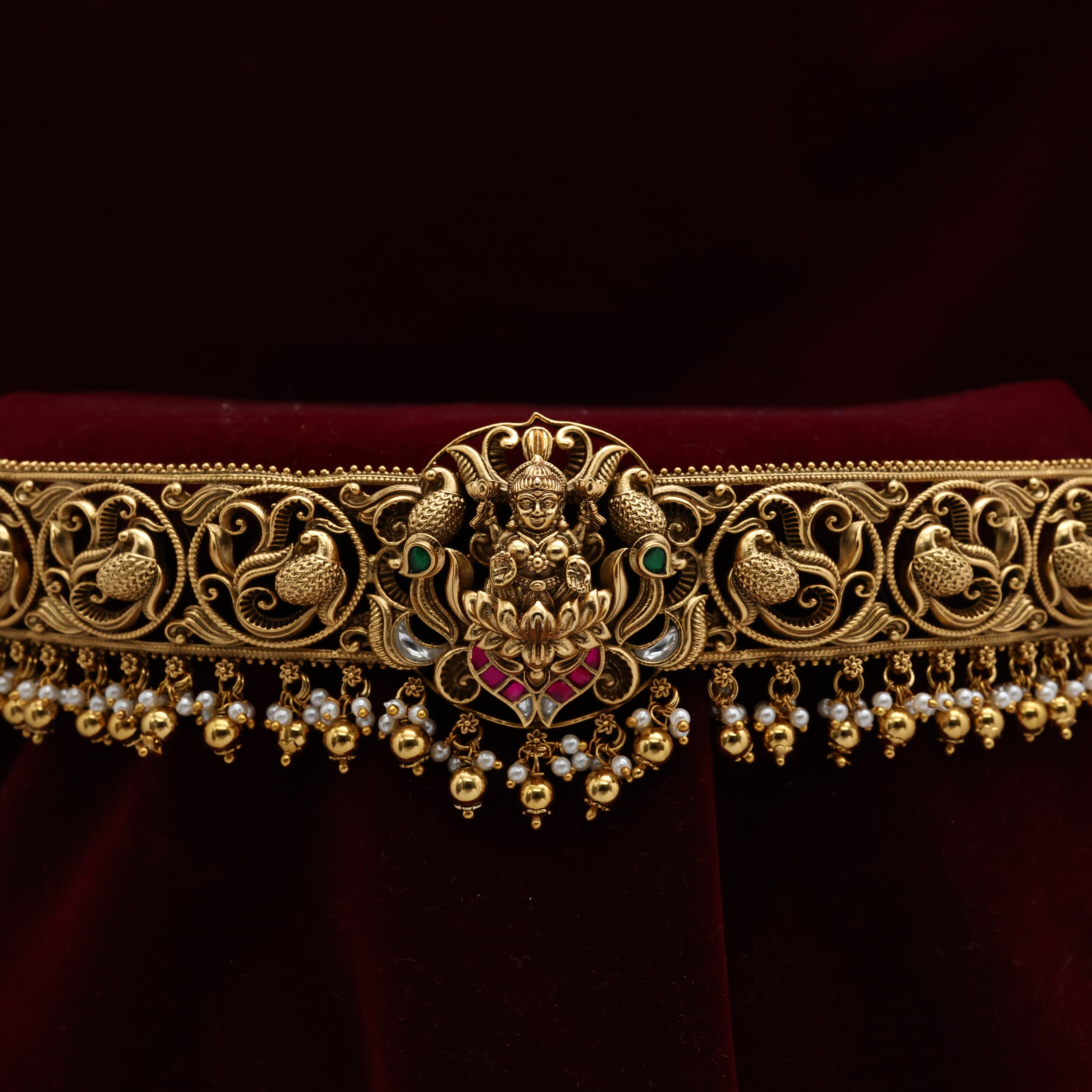 Jadau Kundan Mahalakshmi Peacock Motifs Bridal Hip Belt