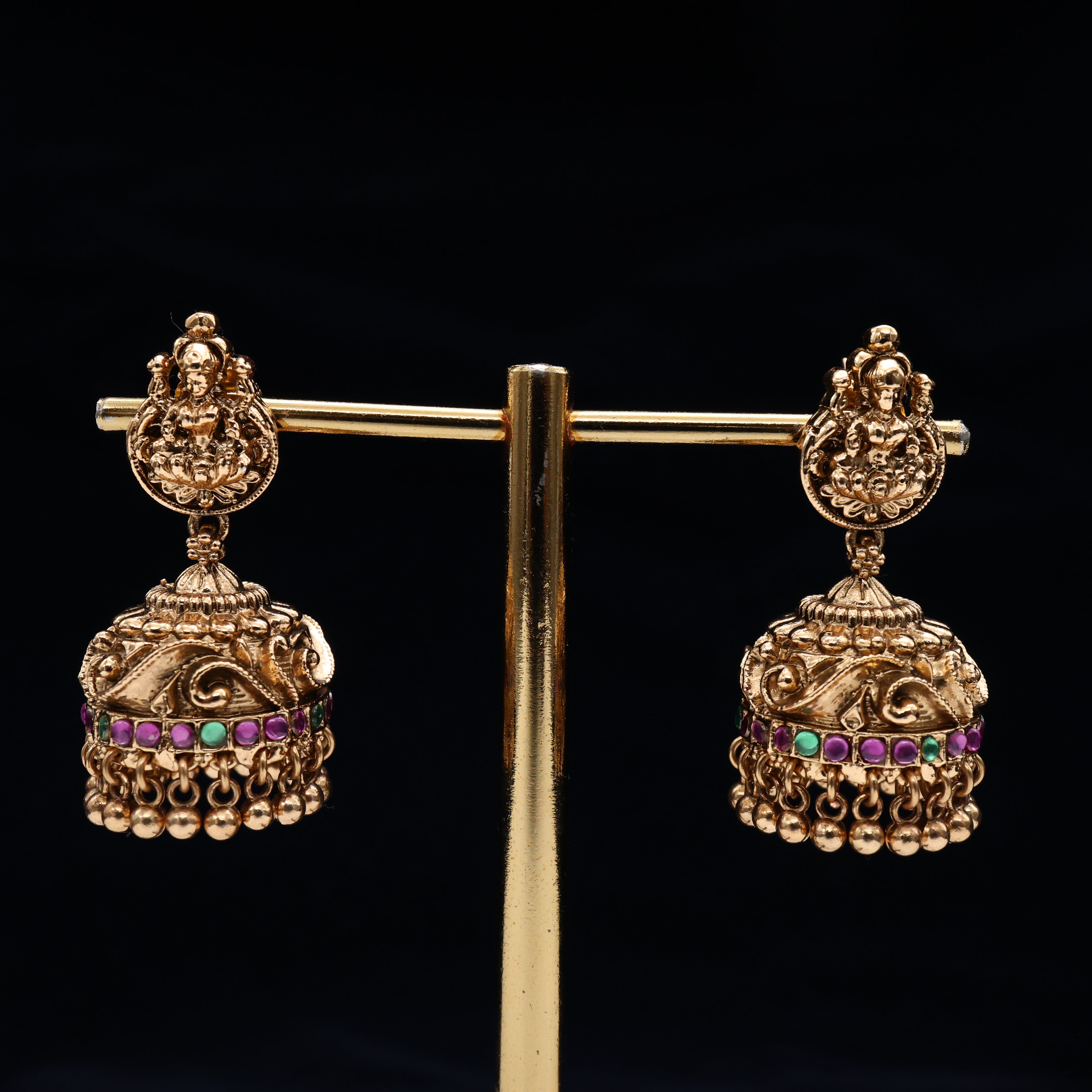 Premium Antique Nagas Lakshmi Temple Bridal Jhumkas