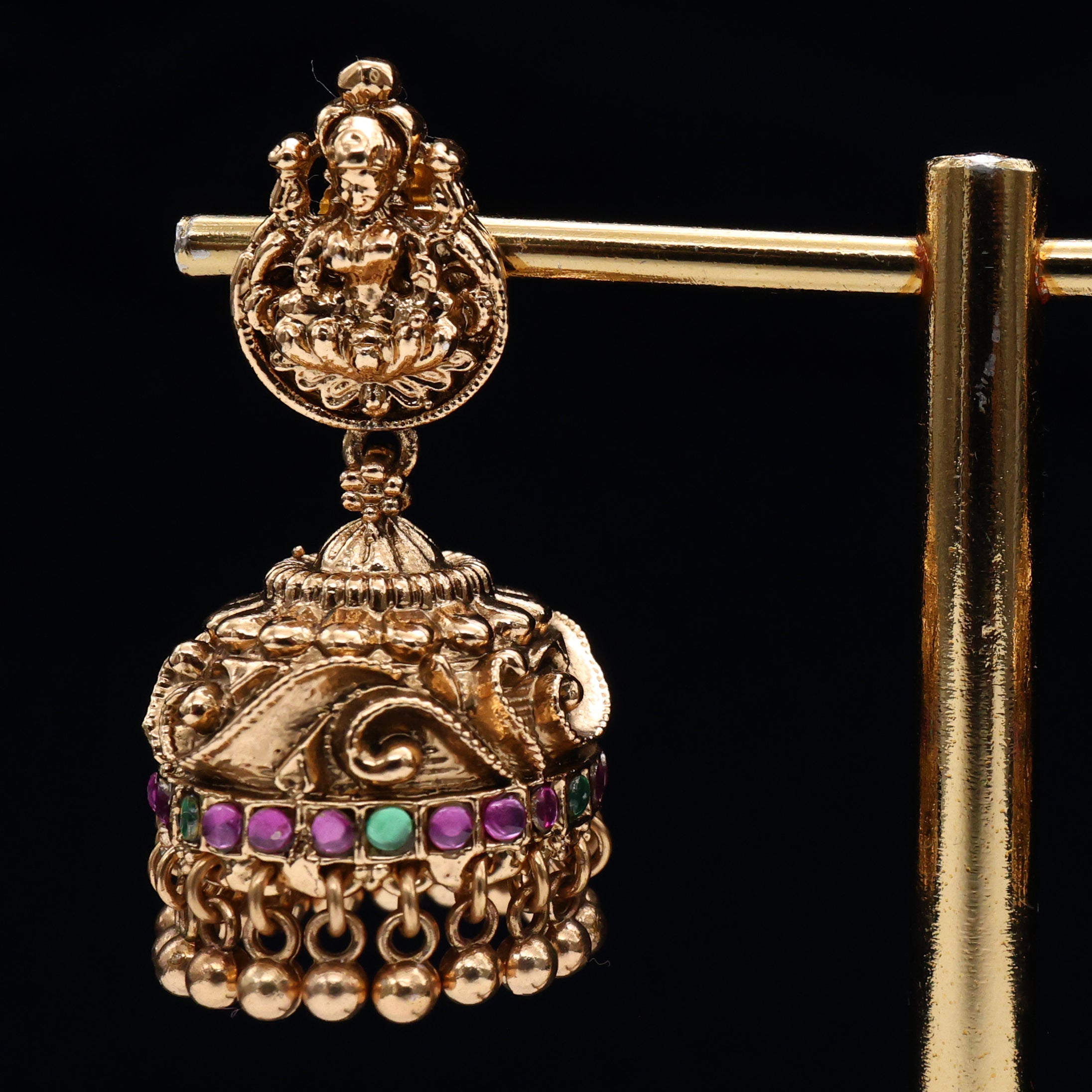 Premium Antique Nagas Lakshmi Temple Bridal Jhumkas