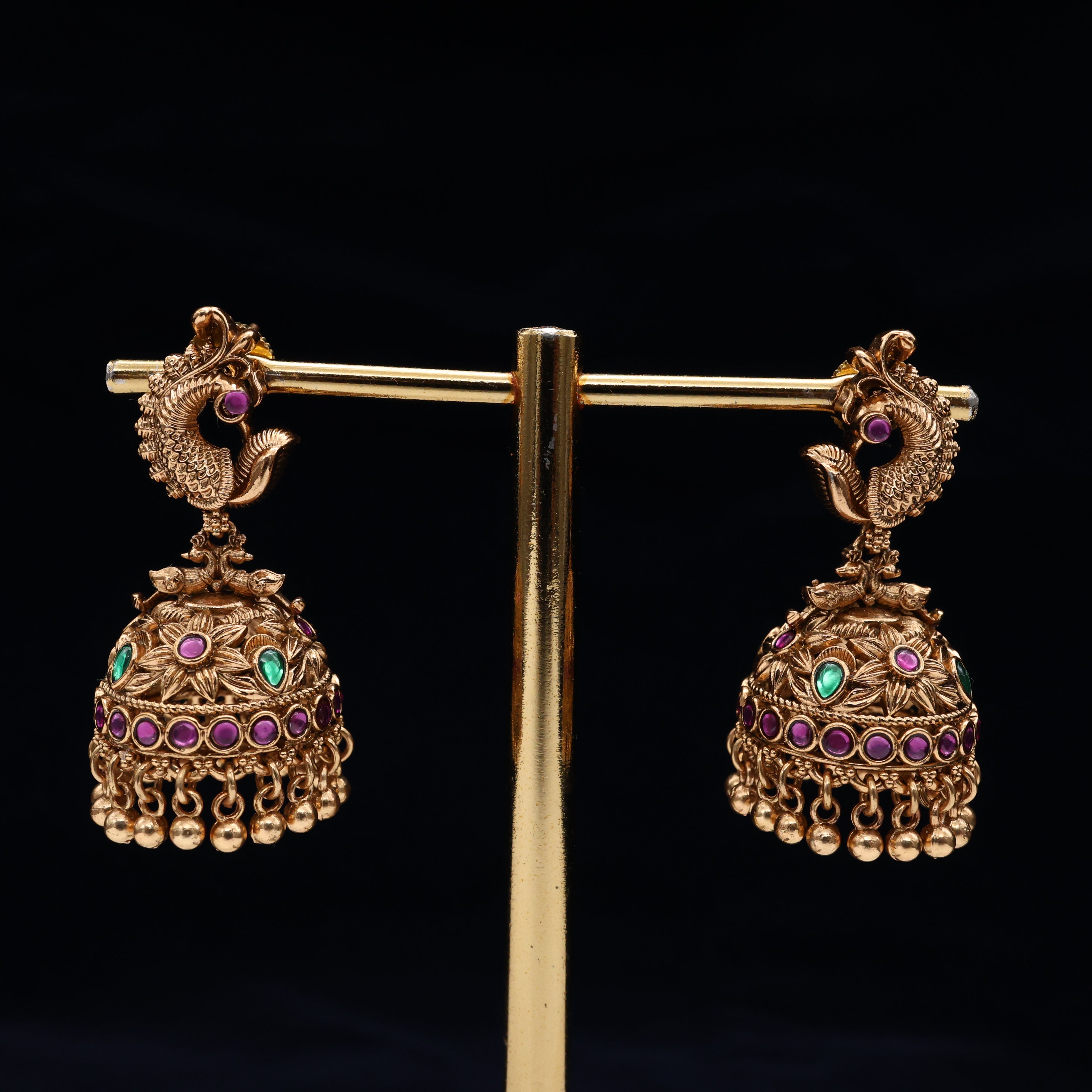 Antique Nagas Premium Peacock Bridal Jhumkas