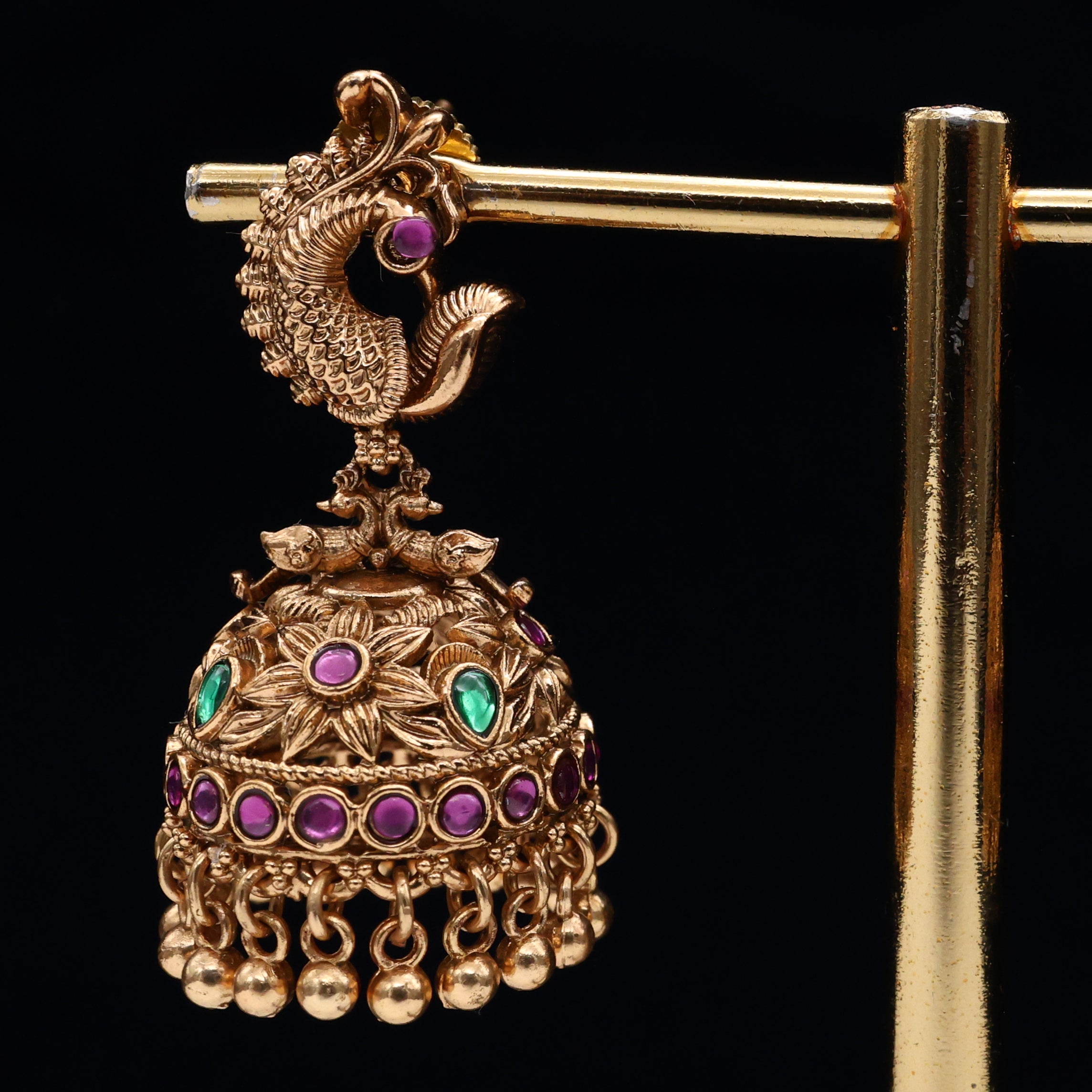 Antique Nagas Premium Peacock Bridal Jhumkas