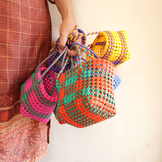 Handmade Cute Traditional Mini Wire Basket - Best & Useful return Gift Option (Assorted Colours)